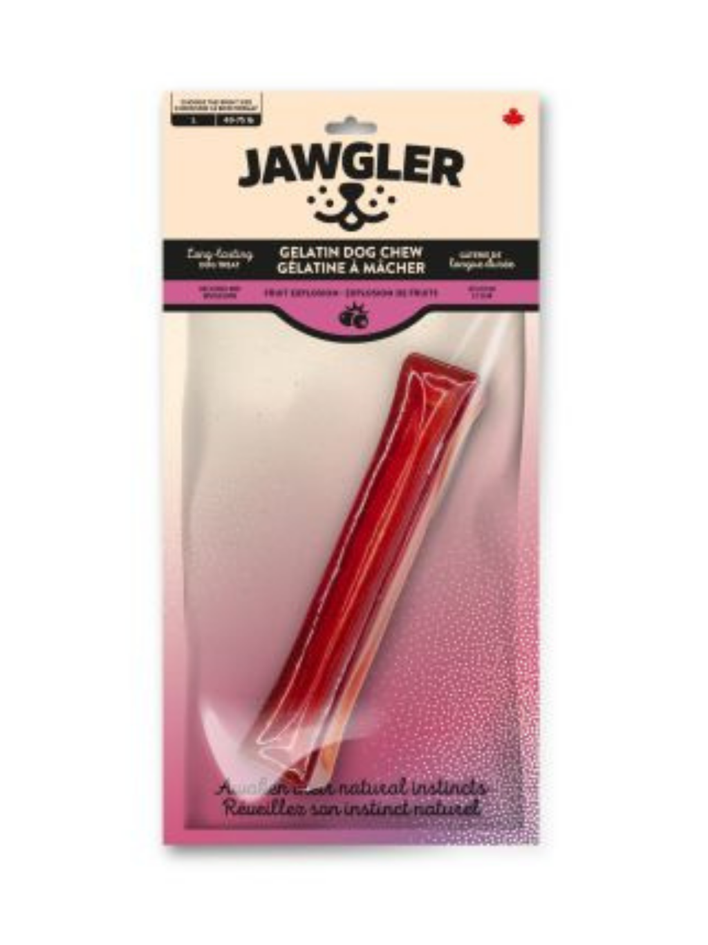 JAWGLER - Bâton de gélatine à mâcher. Bêtes Gourmandes, boutique spécialisée alimentation, éducation et sports pour chiens à Québec.