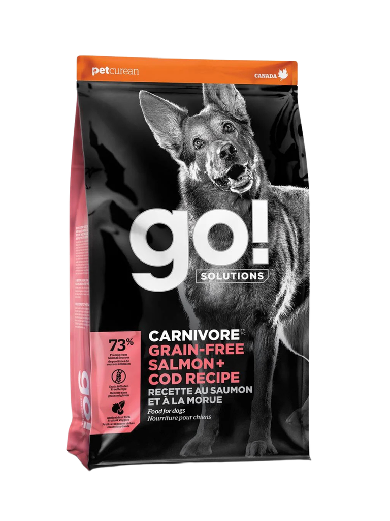 GO! CARNIVOR - Recette saumon, morue 9,98kg. Bêtes Gourmandes, spécialiste en nourriture et produits pour chien et chat en ligne et en magasin à Québec.