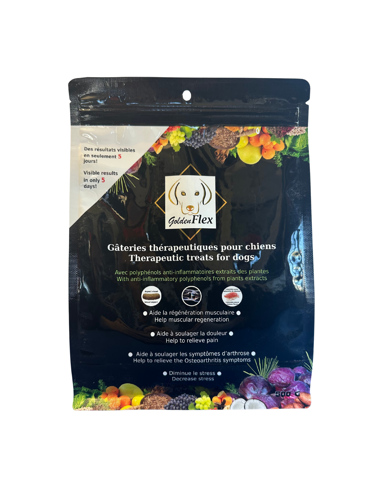 GOLDENFLEX - Supplément anti-inflammatoire en gâteries. Bêtes Gourmandes, boutique spécialisée alimentation, éducation et sports pour chiens à Québec.