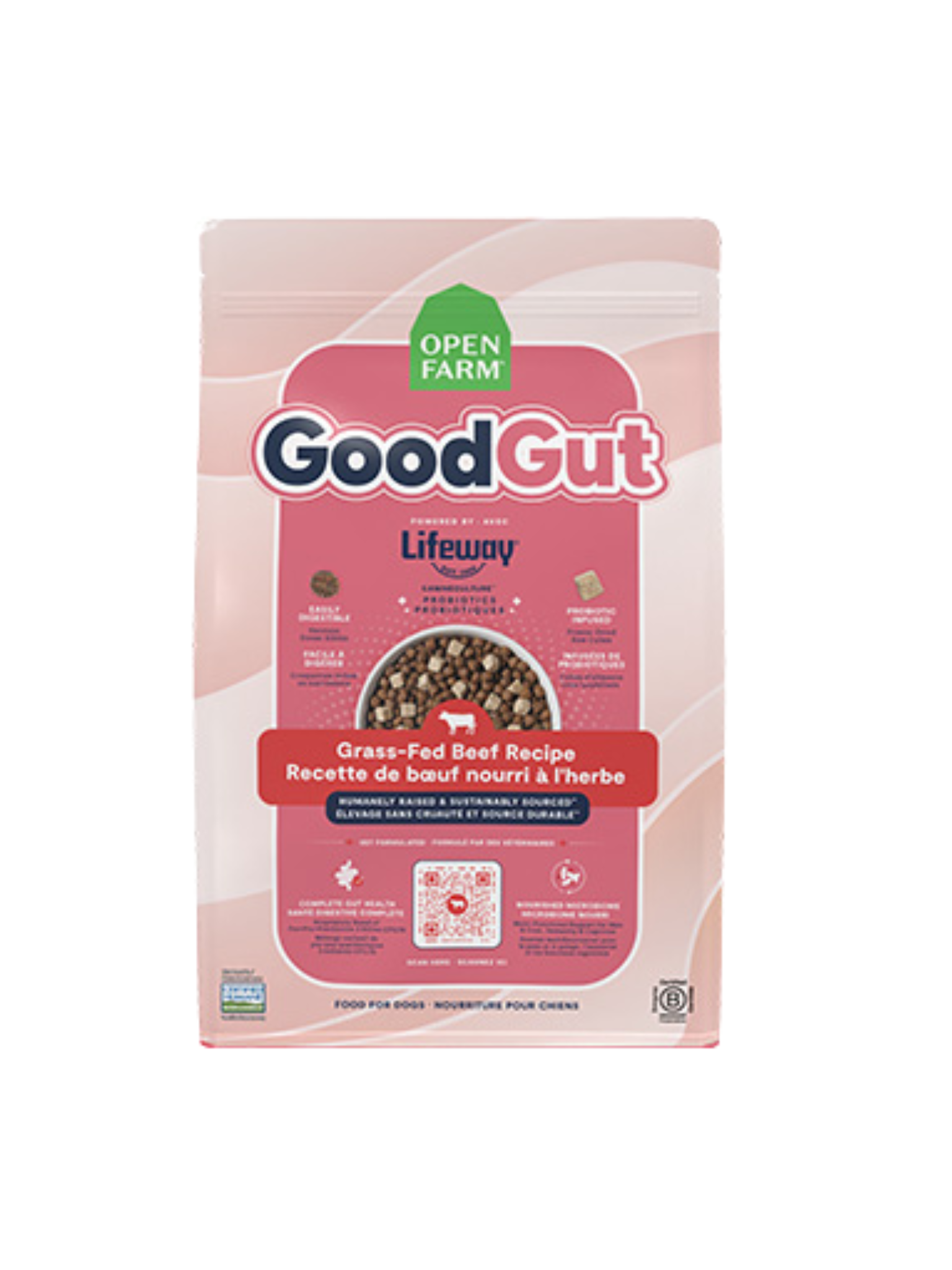 Favorisez la santé de votre chien de l’intérieur jusqu’à grâce à la Recette au bœuf nourri à l’herbe GoodGut, un mélange haut de gamme de croquettes et d’aliments crus lyophilisés enrichi en probiotiques Lifeway™. Cette recette offre 12 souches différentes et 2 milliards de bactéries souches dans chaque livre qui travaillent de pair avec des prébiotiques et des postbiotiques pour soutenir la digestion, l’immunité et un microbiome florissant. Advantages : Le mélange exclusif de probiotiques Lifeway™ offre de