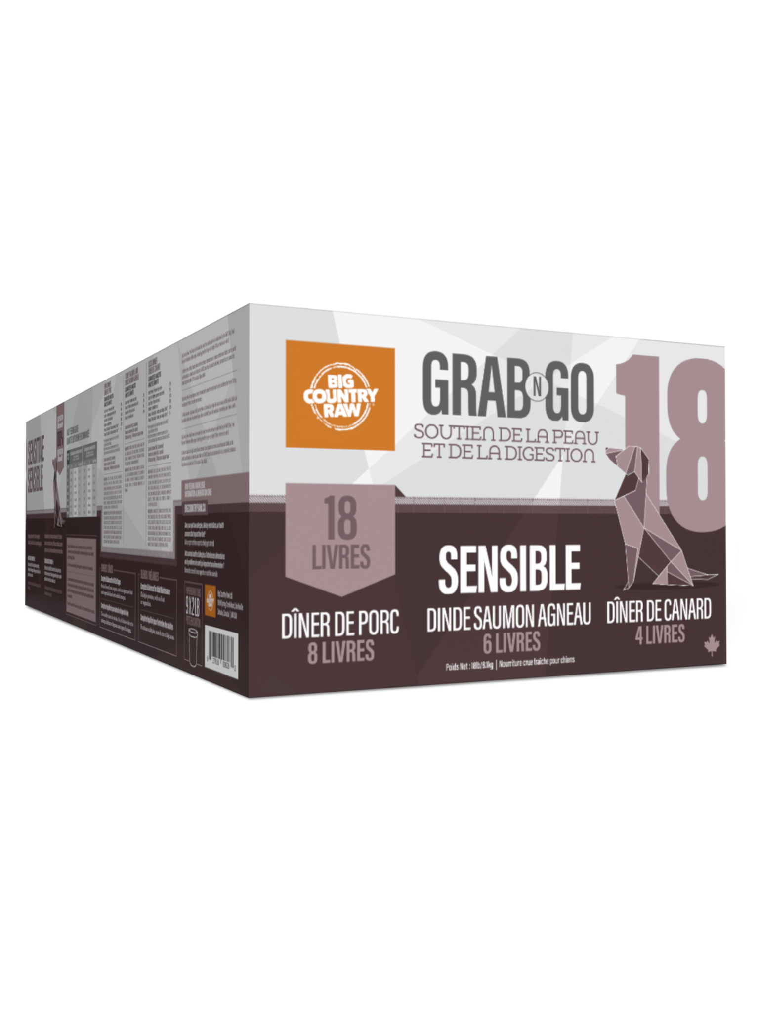 BIG COUNTRY RAW - Grab n go sensible 18lbs. Bêtes Gourmandes, boutique spécialisée alimentation, éducation et sports pour chiens à Québec.