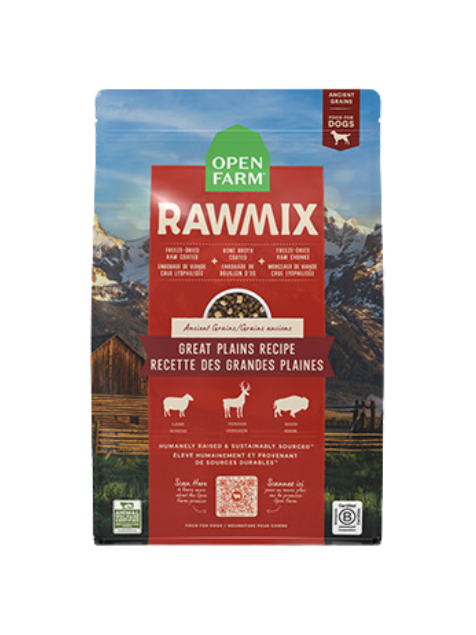 RAWMIX - Recette des grandes plaines avec grains anciens. Bêtes Gourmandes, boutique spécialisée alimentation, éducation et sports pour chiens à Québec.