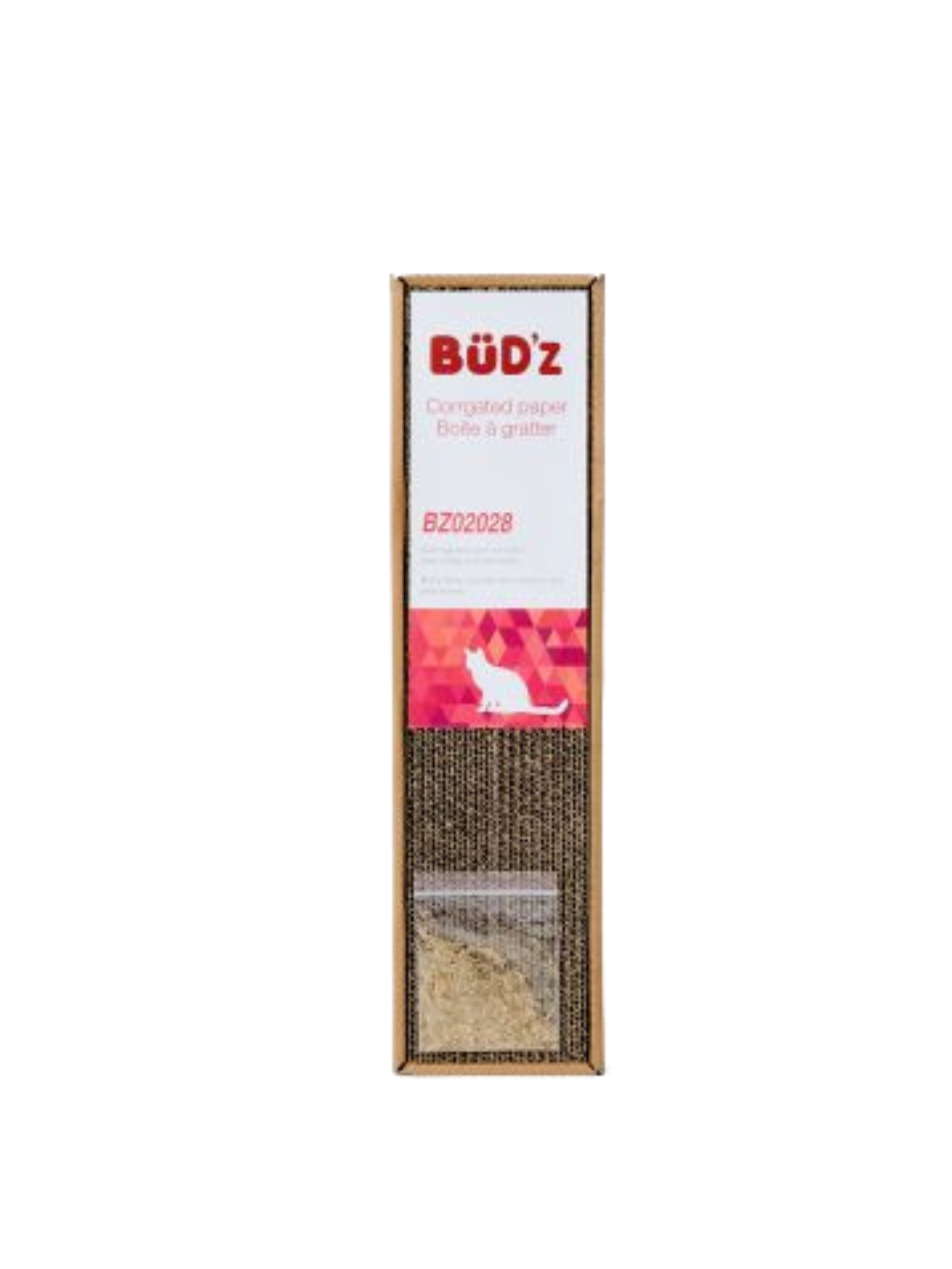 BUD'Z - Grattoir en carton avec herbe à chat. Bêtes Gourmandes, boutique spécialisée alimentation, éducation et sports pour chiens à Québec.