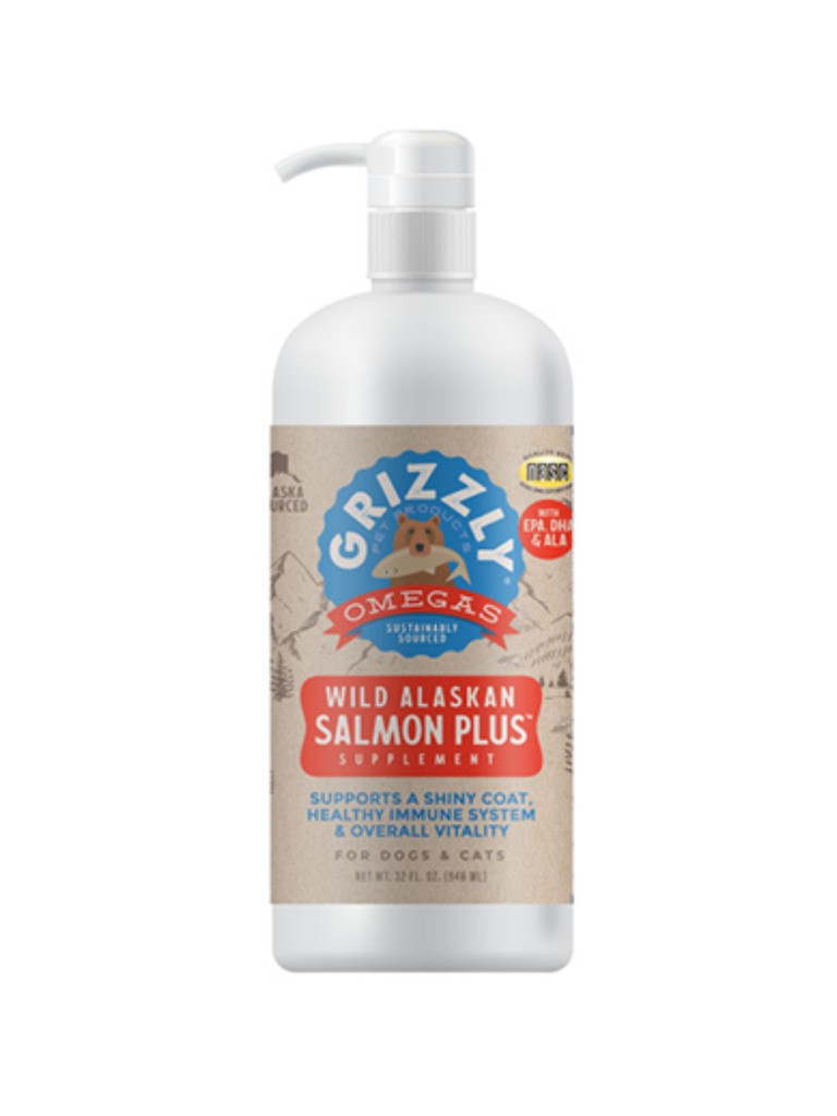 Grizzly - Huile De Saumon Sauvage. Bêtes Gourmandes, spécialiste en nourriture et produits pour chien et chat en ligne et en magasin à Québec.