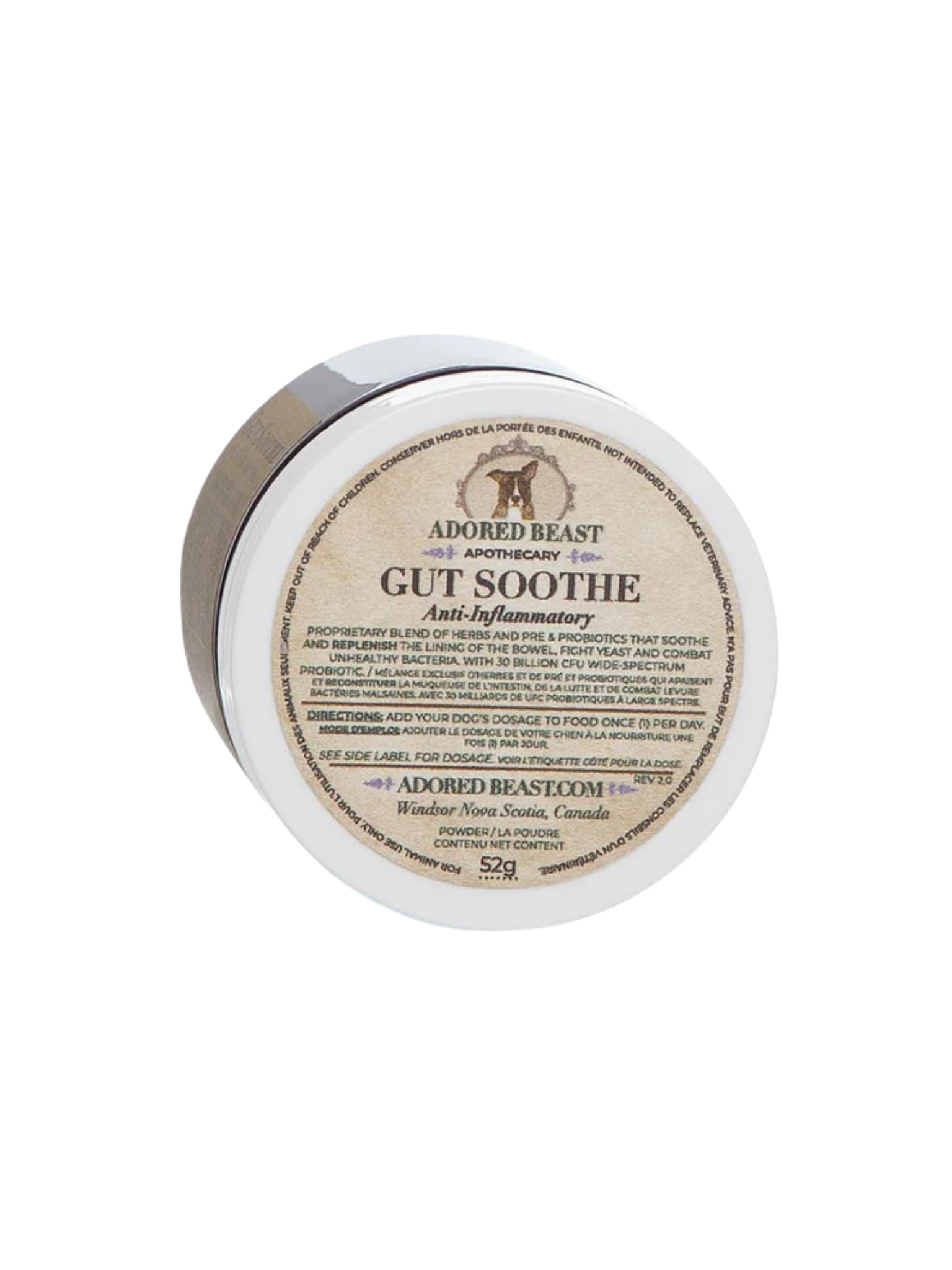 Adored Beast - Gut Soothe. Bêtes Gourmandes, spécialiste en nourriture et produits pour chien et chat en ligne et en magasin à Québec.