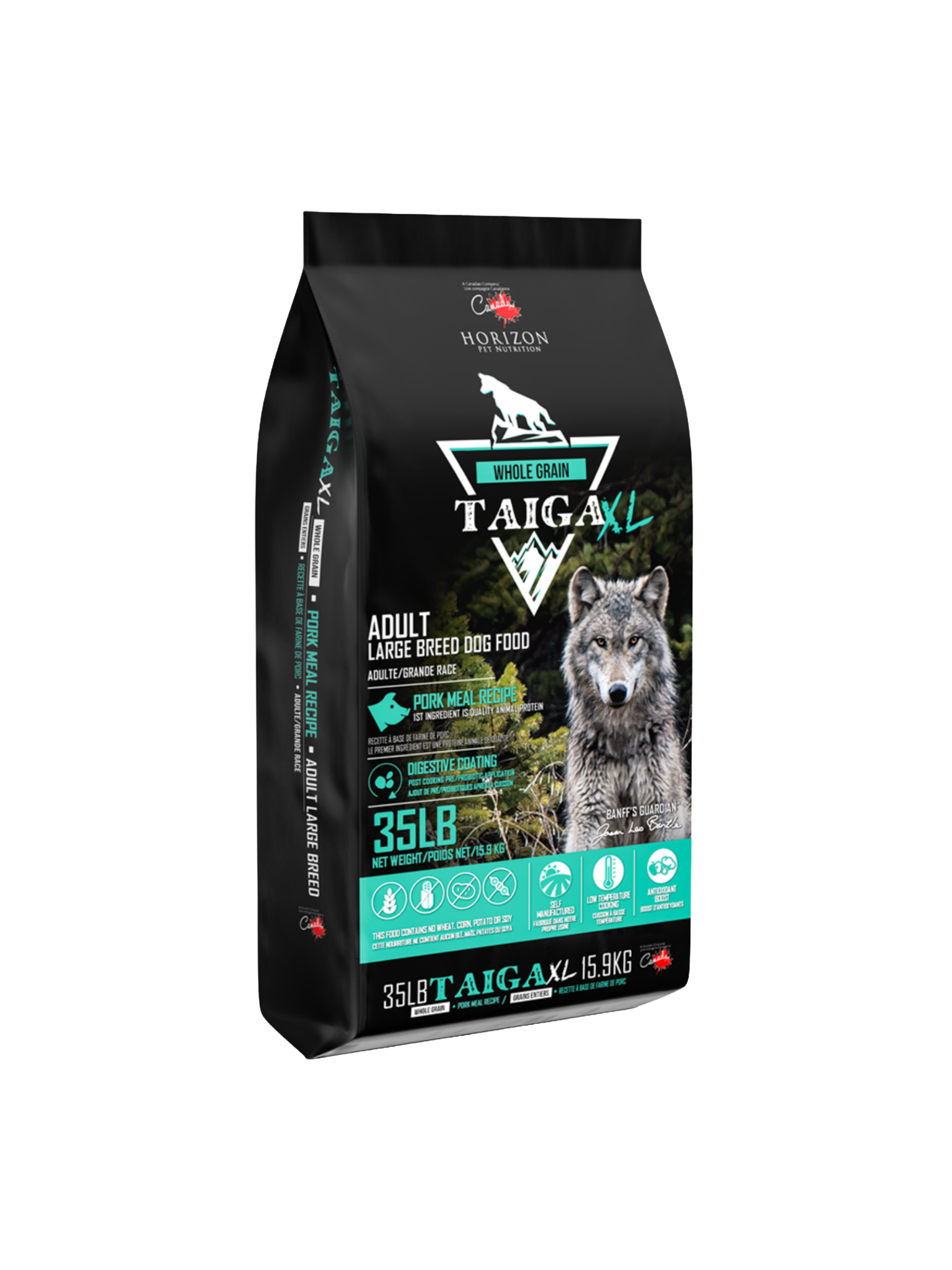 HORIZON - Taiga grande race avec grains 15.9 kg. Bêtes Gourmandes, boutique spécialisée en alimentation, éducation et sports attelés à Québec.

