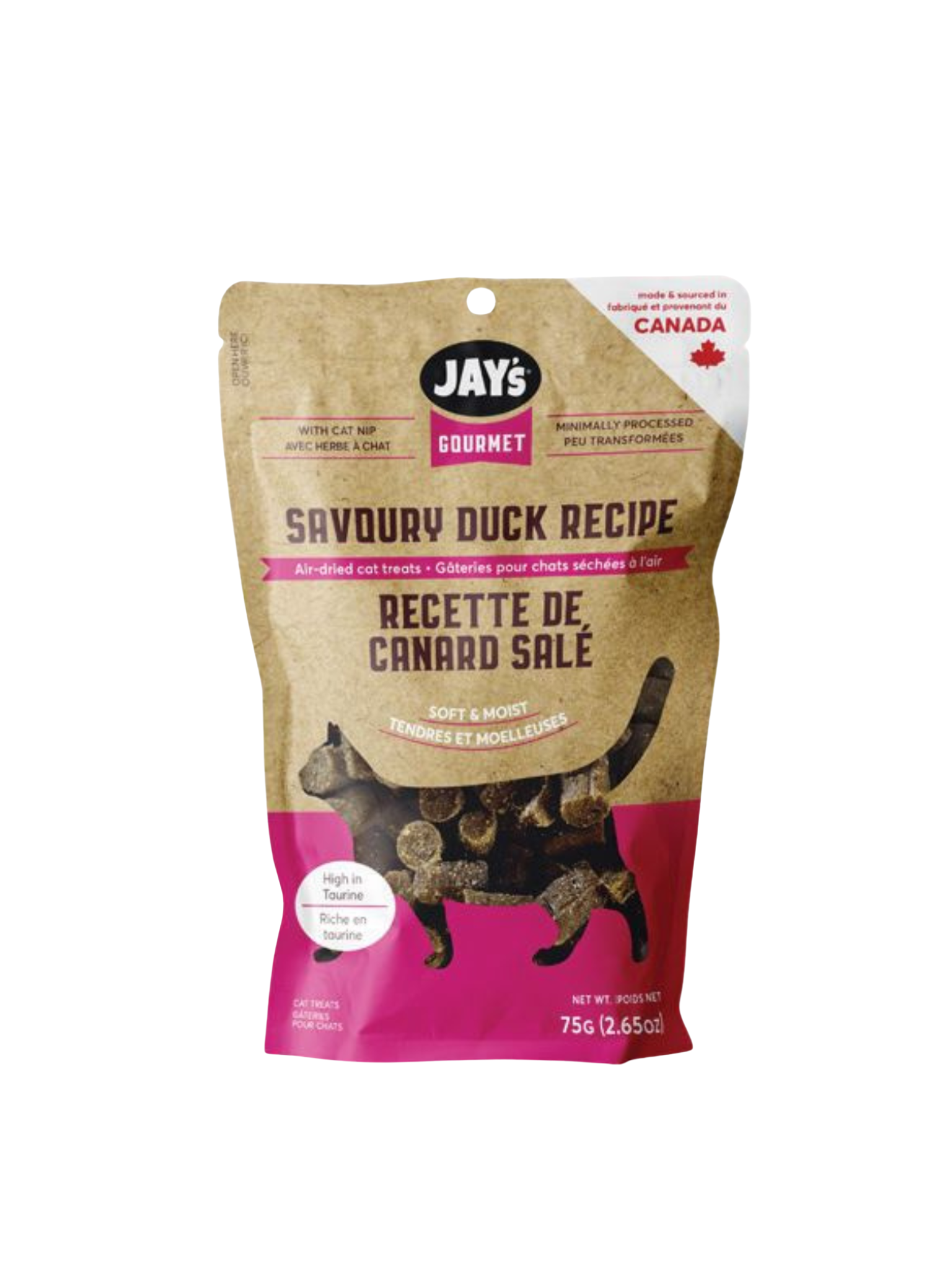 JAY'S - Gâterie tendre au canard pour chat. Bêtes Gourmandes, boutique spécialisée alimentation, éducation et sports pour chiens à Québec.
