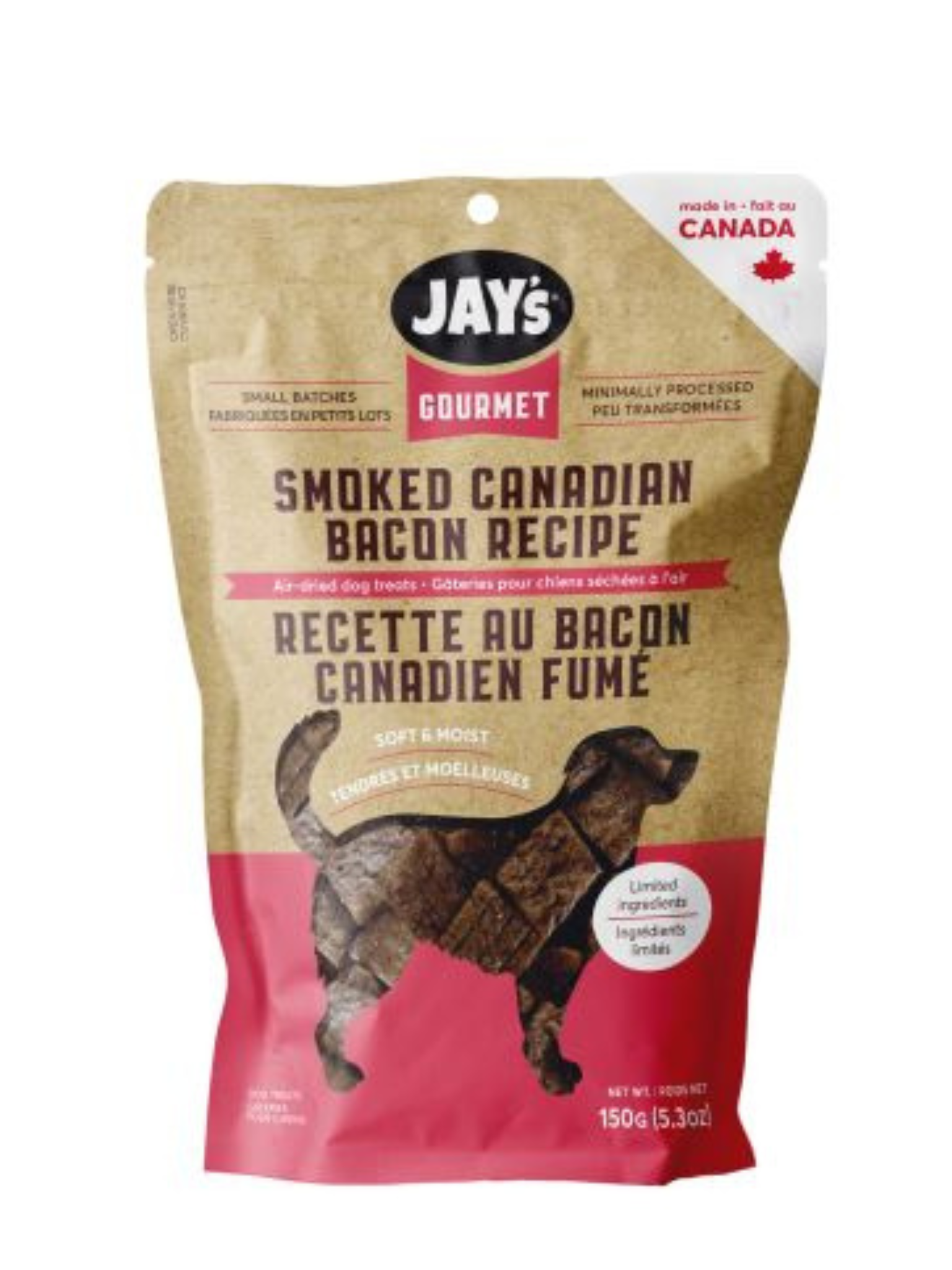 JAY'S - Gourmet gâterie bacon & fromage pour chien. Bêtes Gourmandes, boutique spécialisée alimentation, éducation et sports pour chiens à Québec.