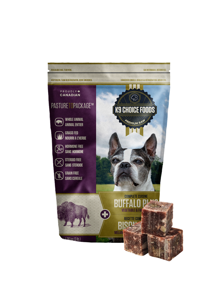 Buffalo est une alternative plus maigre au bœuf, avec une saveur riche attrayante pour les chiens. Boutique Bêtes Gourmandes, spécialisée en alimentation et éducation. Ville de Québec.