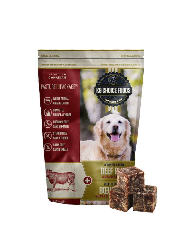 K9 CHOICE - Boeuf plus 3 lbs. Boutique Bêtes Gourmandes, spécialisée en alimentation et éducation canine. Ville de Québec.