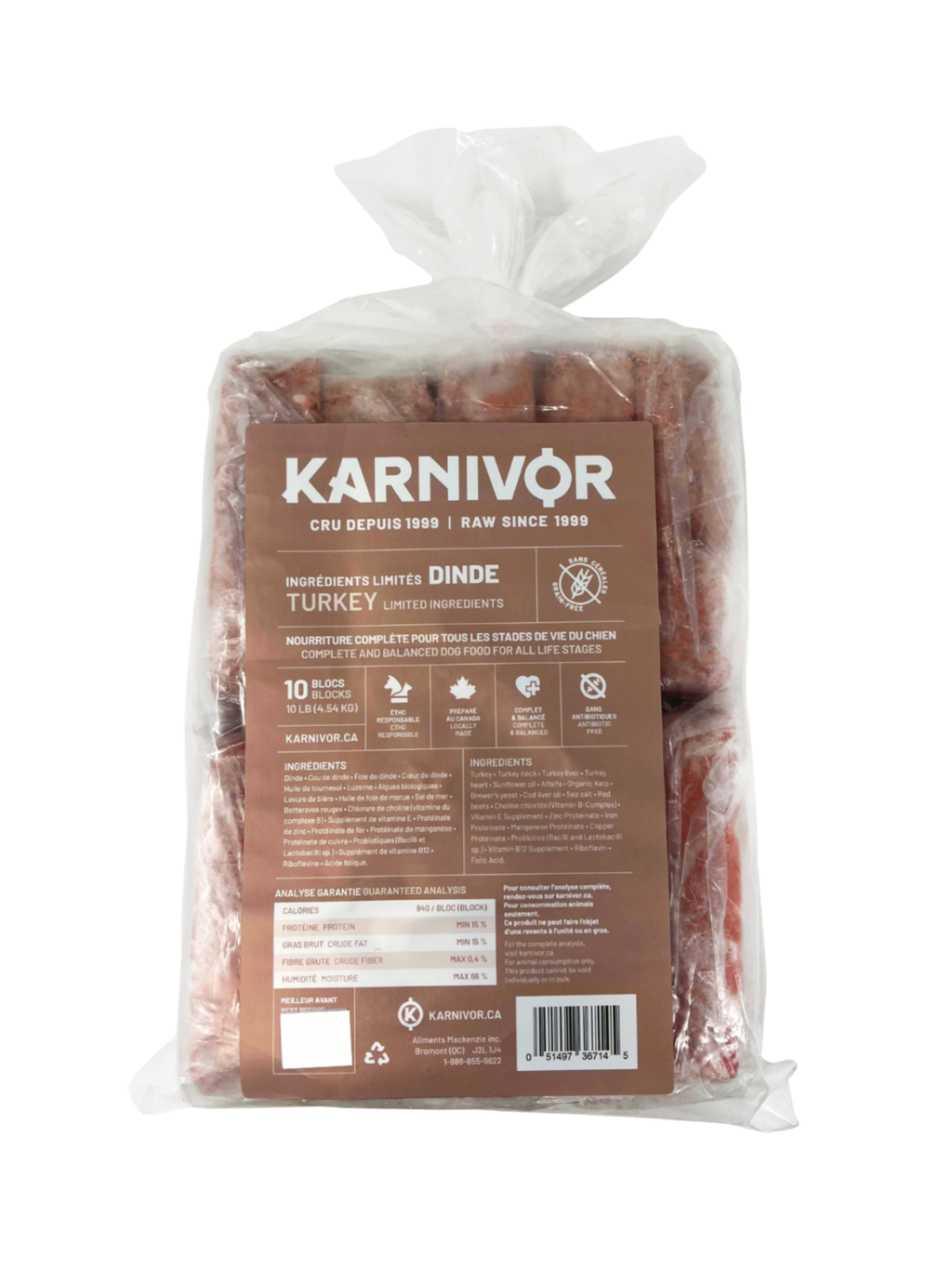 KARNIVOR - Nourriture crue à la dinde pour chien