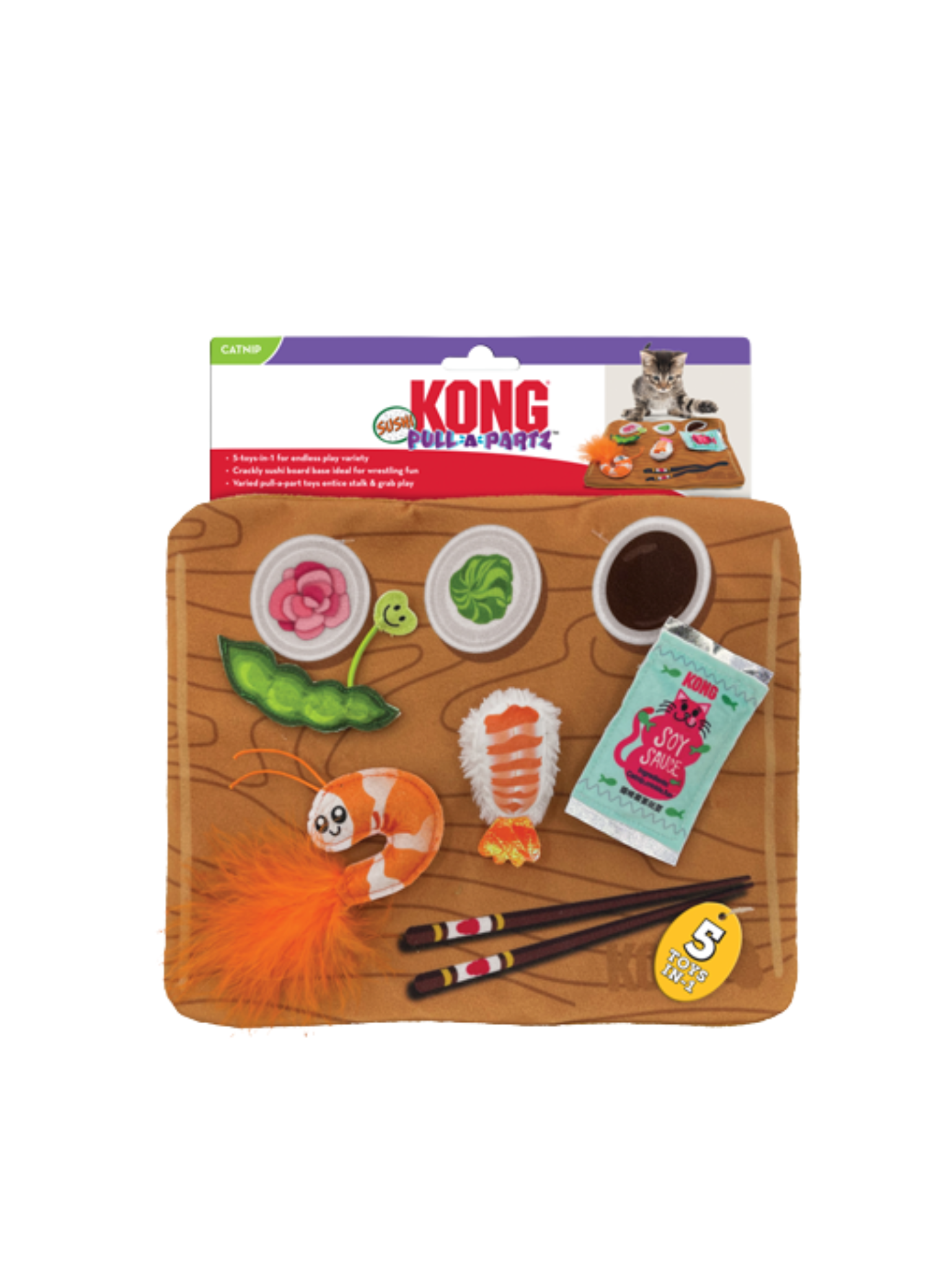 KONG - Jouet 5 en 1 sushi pour chat. Bêtes Gourmandes, boutique spécialisée alimentation, éducation et sports pour chiens à Québec.
