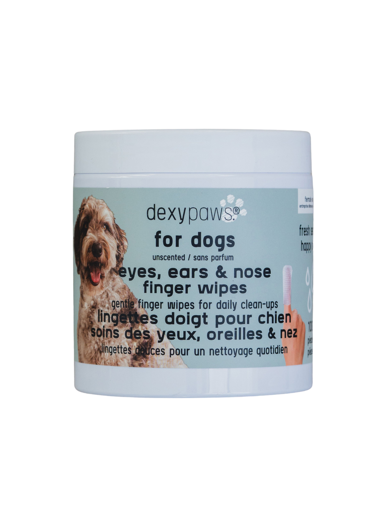 DEXYPAWS - Lingette doigts nettoyante pour yeux, oreille & nez. Bêtes Gourmandes, boutique spécialisée alimentation, éducation et sports pour chiens à Québec.