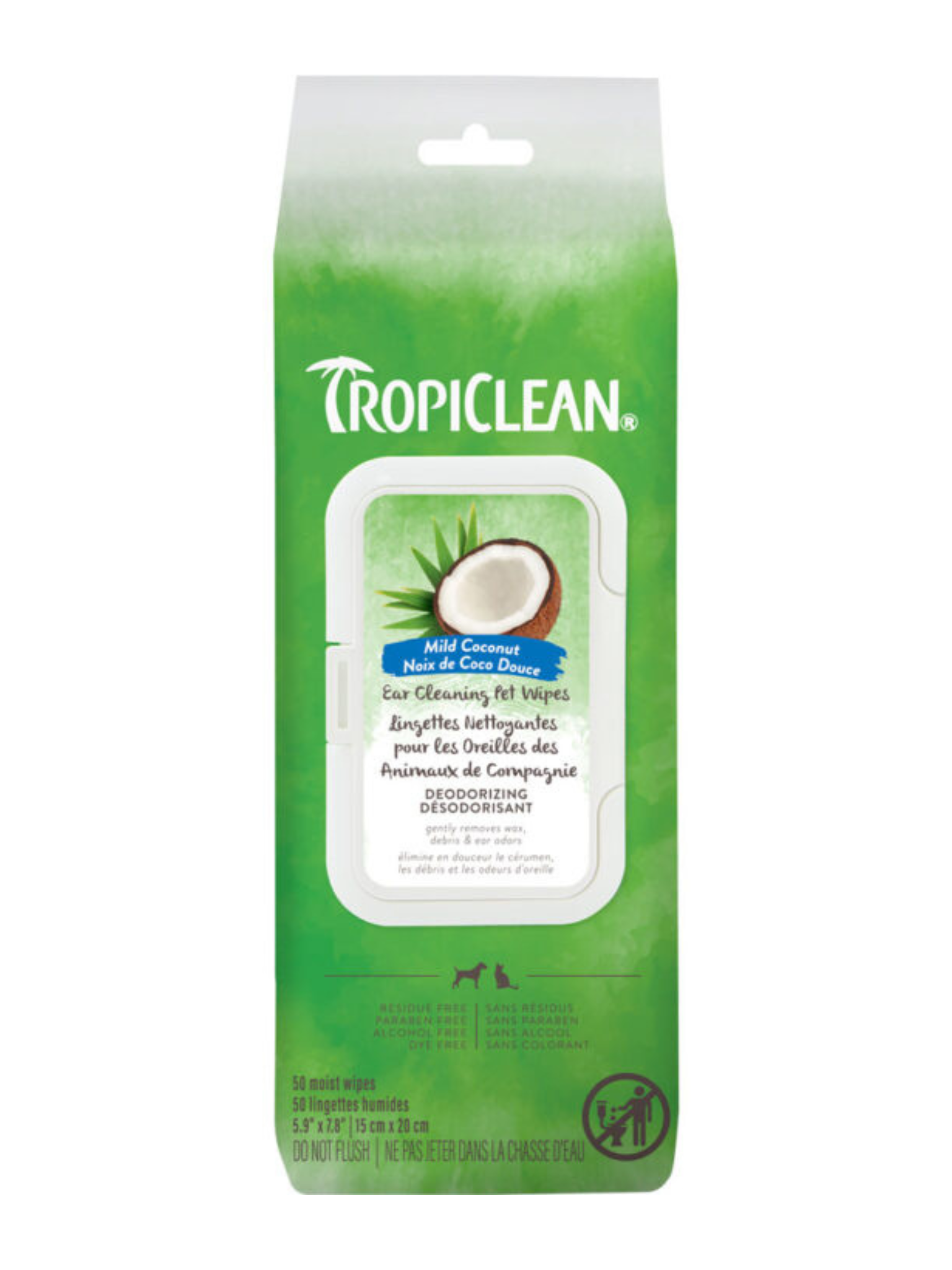 TROPICLEAN - Lingette pour les oreilles (50). Bêtes Gourmandes, boutique spécialisée alimentation, éducation et sports pour chiens à Québec.