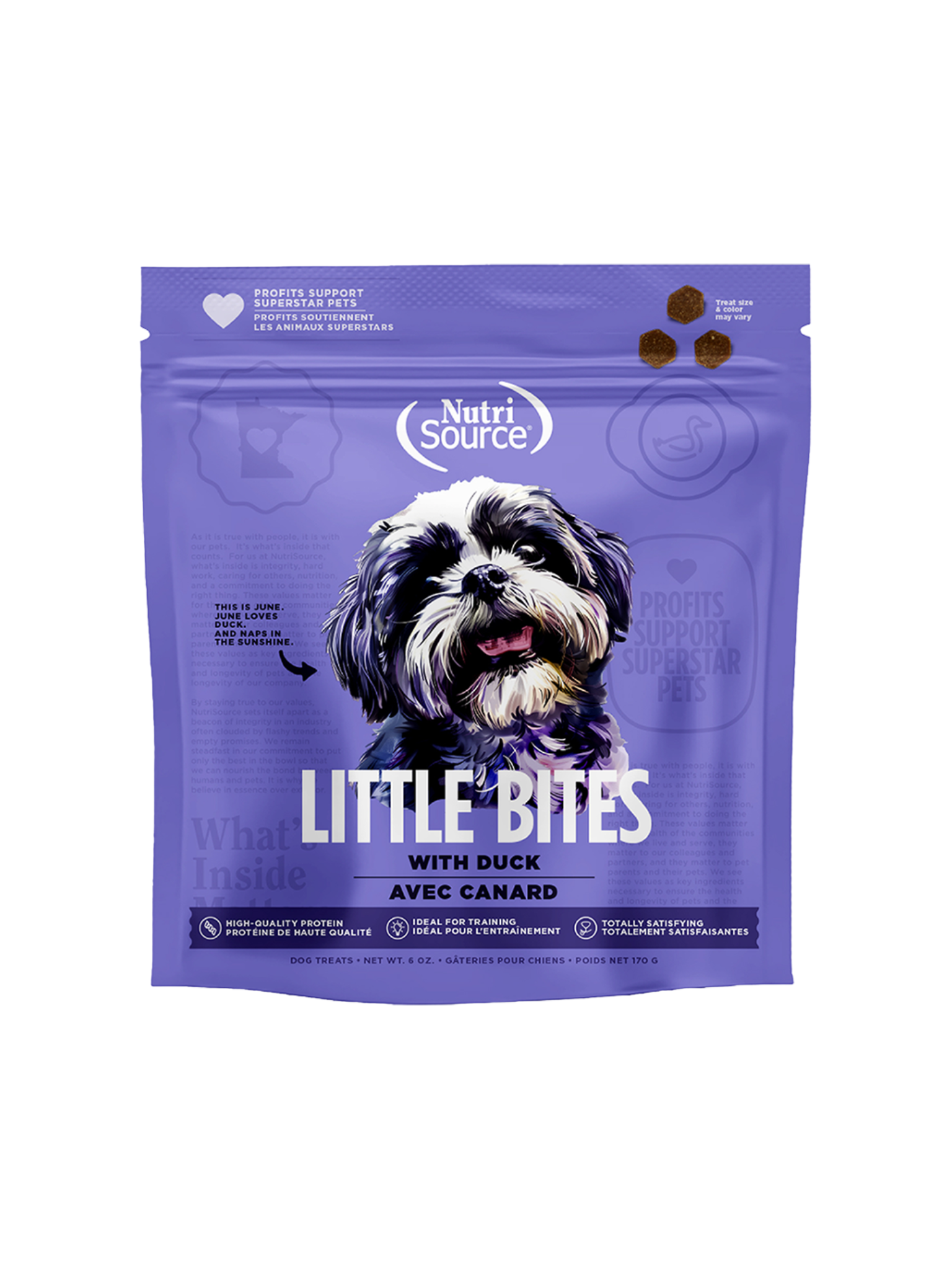 NUTRISOURCE - Petite bouchée canard 6oz. Bêtes Gourmandes, boutique spécialisée alimentation, éducation et sports pour chiens à Québec.