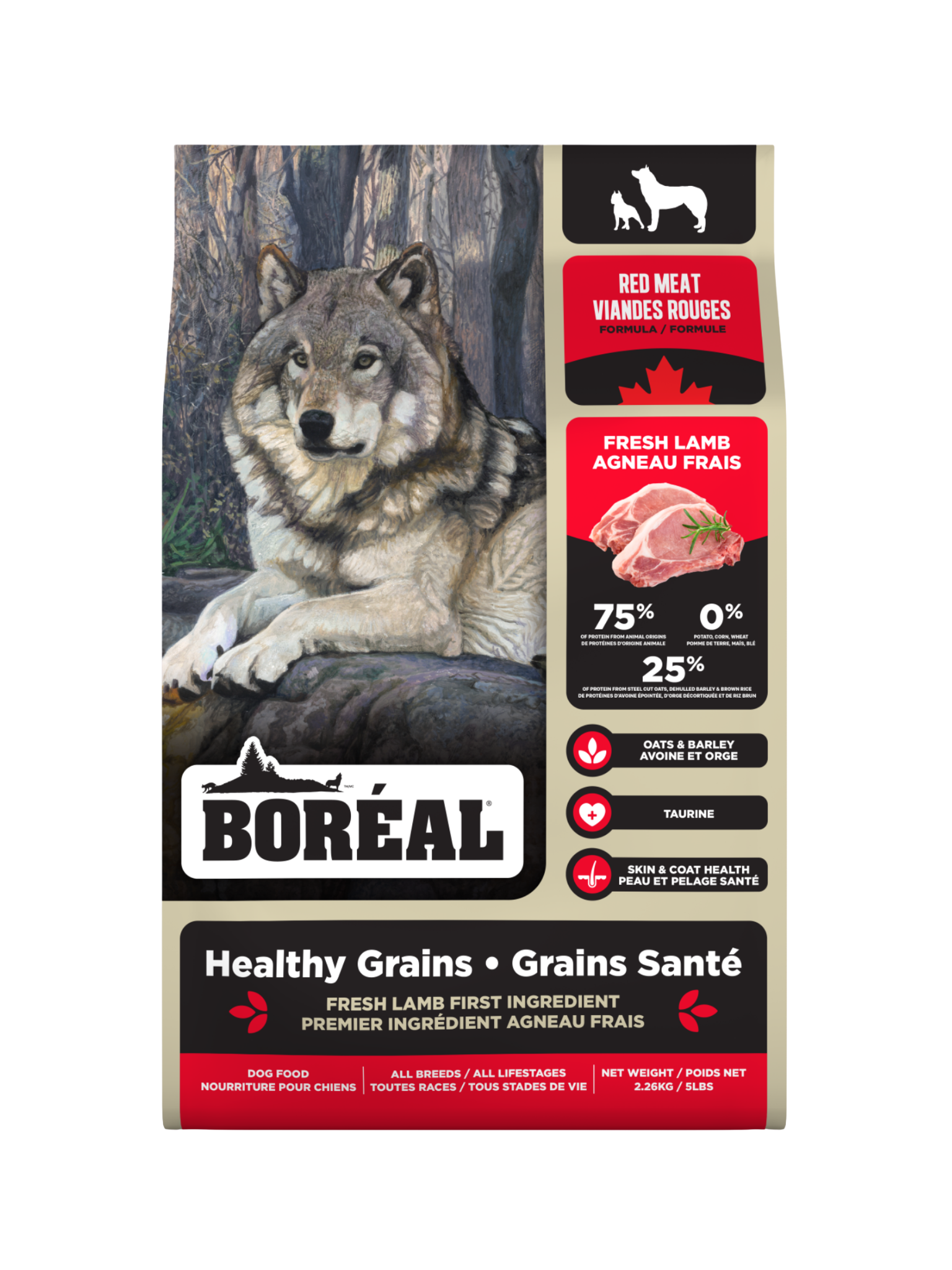 Boréal - Recette Grains Santé Viande Rouge. Bêtes Gourmandes, spécialiste en nourriture et produits pour chien et chat en ligne et en magasin à Québec.