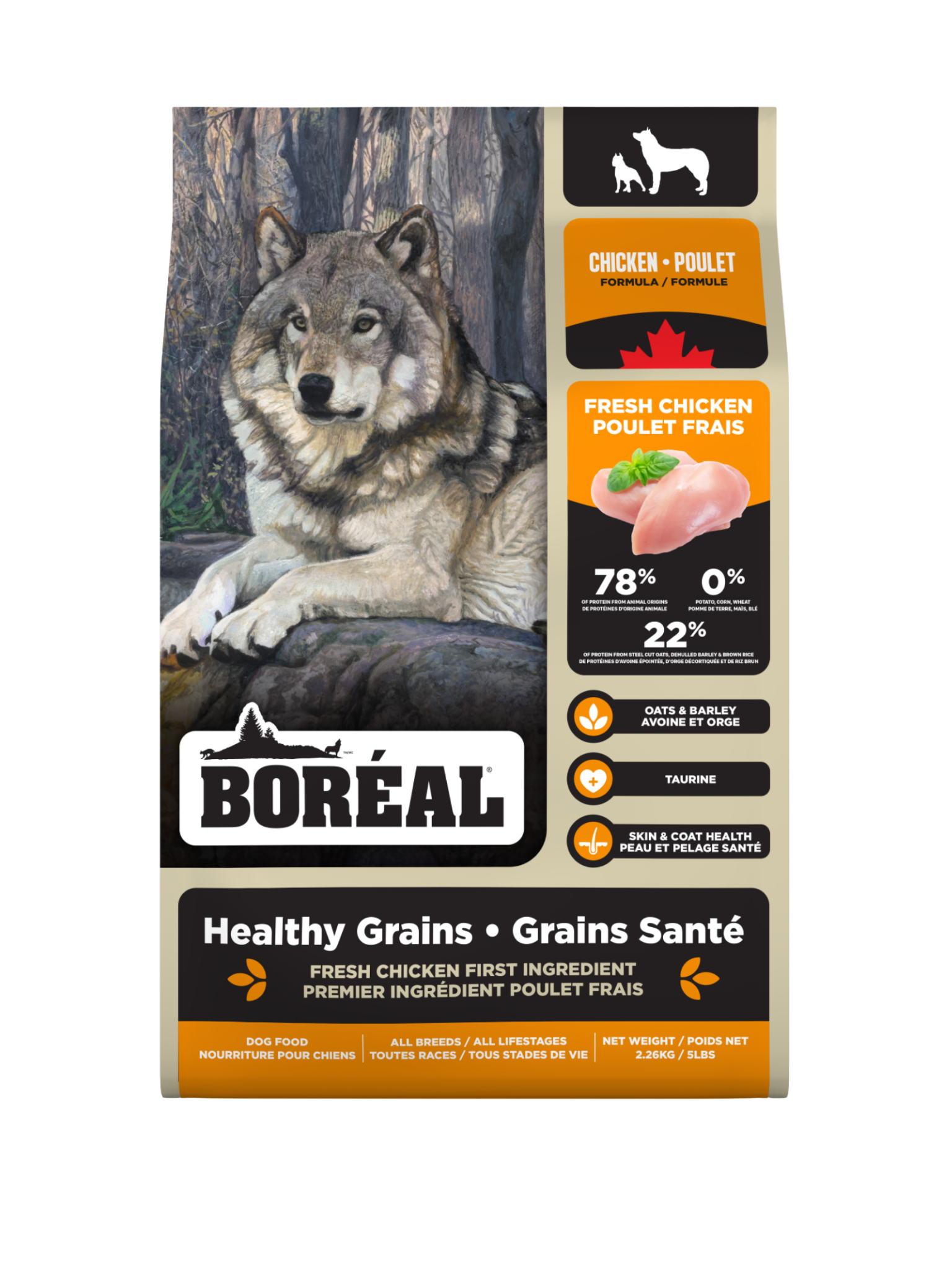 Boréal - Recette Grains Santé Au Poulet. Bêtes Gourmandes, spécialiste en nourriture et produits pour chien et chat en ligne et en magasin à Québec.