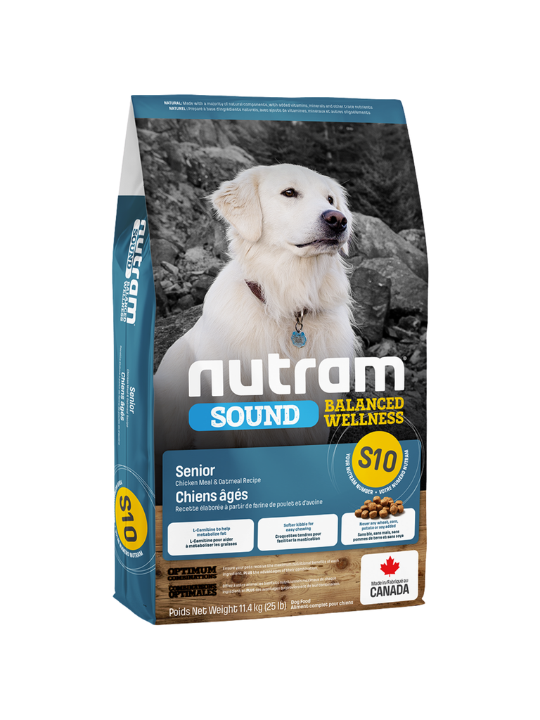 (S10) Nutram - Équilibré Poulet & Avoine Chien Sénior. Bêtes Gourmandes, spécialiste en nourriture et produits pour chien et chat en ligne et en magasin à Québec