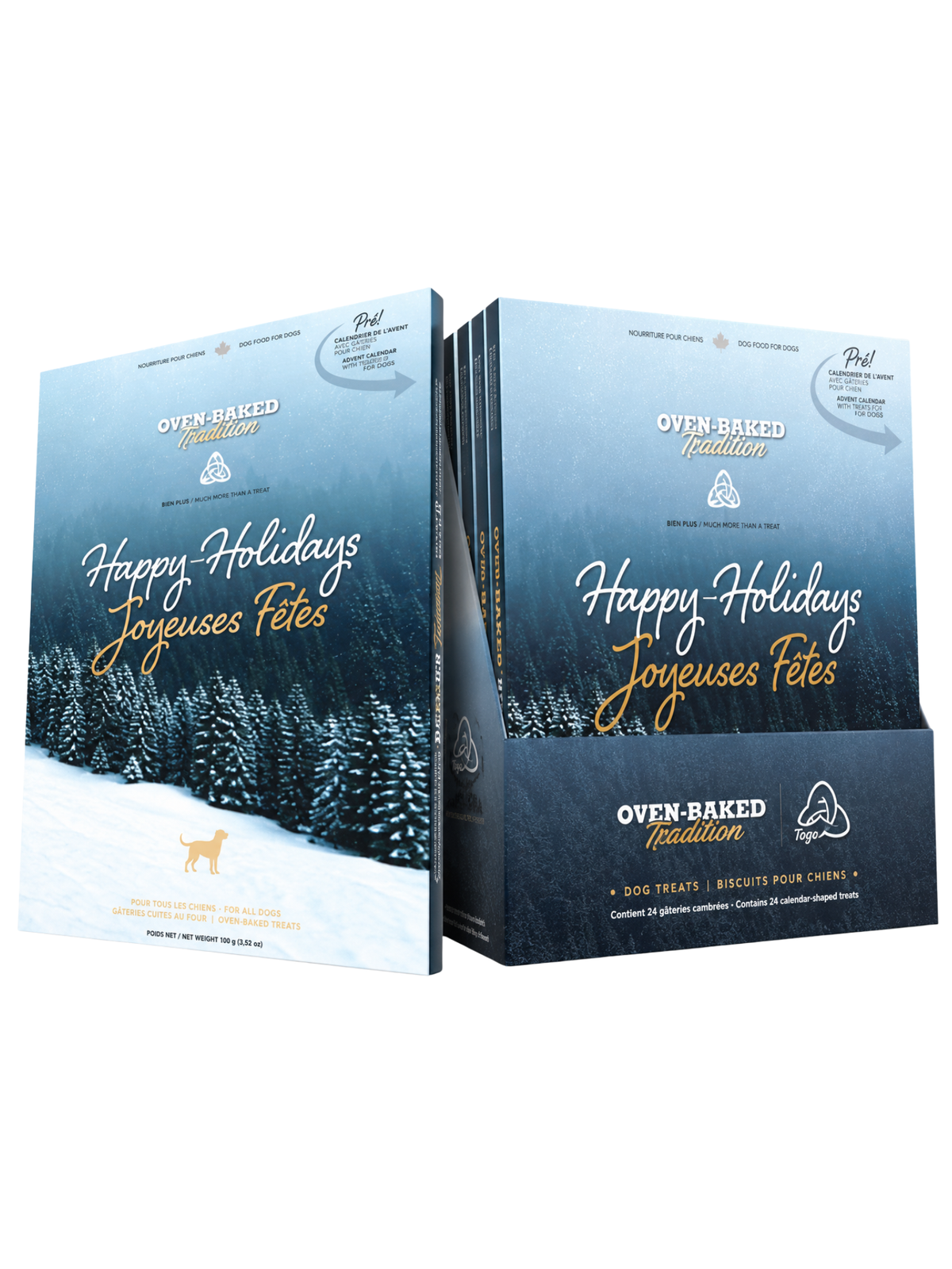 Le calendrier de l’Avent Oven-Baked Tradition est de retour cette année avec une formule encore plus généreuse ! Découvrez 24 surprises pour gâter votre compagnon jusqu’à Noël. En plus de délicieuses gâteries, le calendrier contient plusieurs coupons-rabais, offres exclusives et gratuités sur les produits Oven-Baked Tradition. Grâce aux différentes promotions offertes, vous pourrez récupérer pratiquement la valeur du calendrier en économies ! En vous procurant ce calendrier, vous contribuez également à sout