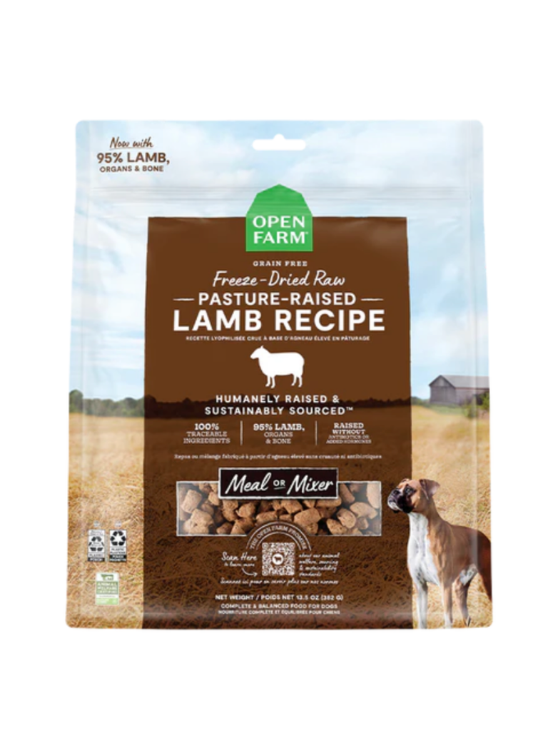 OPEN FARM - Morceaux d'agneau lyophilisés 13.5 oz. Bêtes Gourmandes spécialiste en nutrition pour chien et chat et comportement canin à Québec.