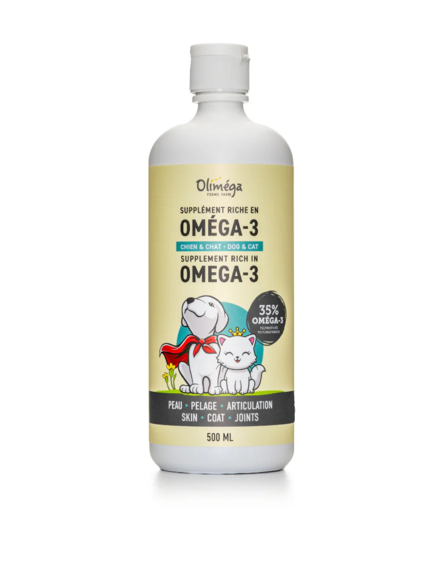 OLIMEGA - Huile d'oméga-3 à base de caméline. Bêtes Gourmandes, boutique spécialisée alimentation, éducation et sports pour chiens à Québec.