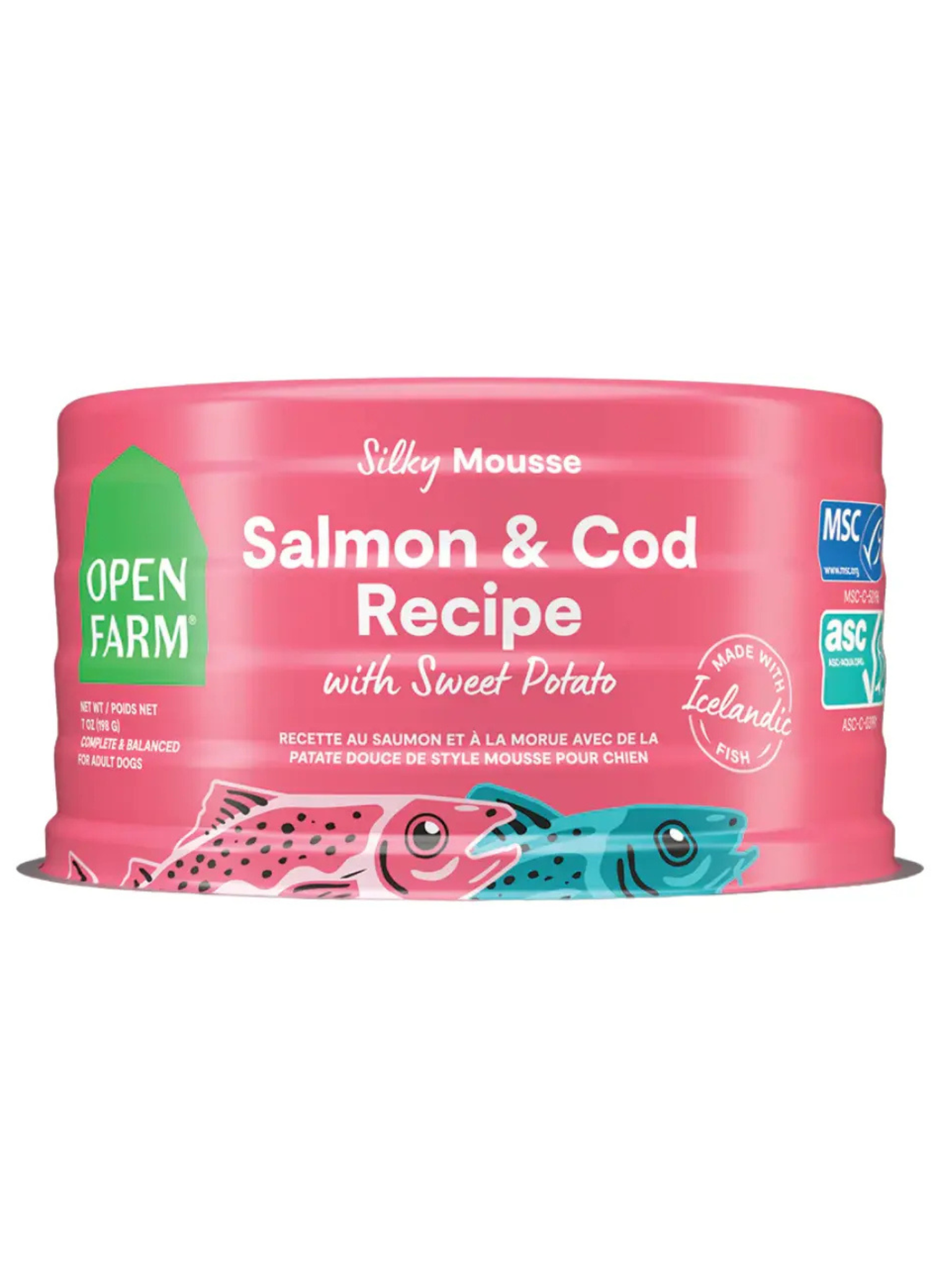OPEN FARM - Mousse saumon, morue & patate douce 7oz. Bêtes Gourmandes, boutique spécialisée alimentation, éducation et sports pour chiens à Québec.