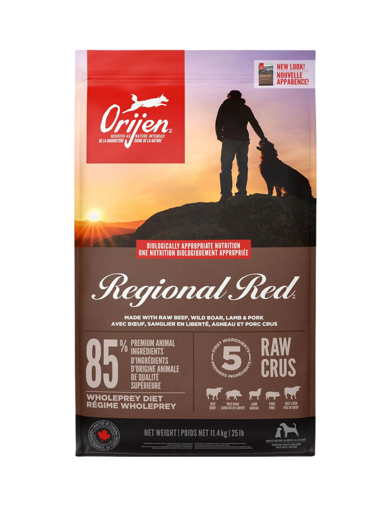 ORIJEN - Régional red 11.4kg. Bêtes Gourmandes, boutique spécialisée alimentation, éducation et sports pour chiens à Québec.