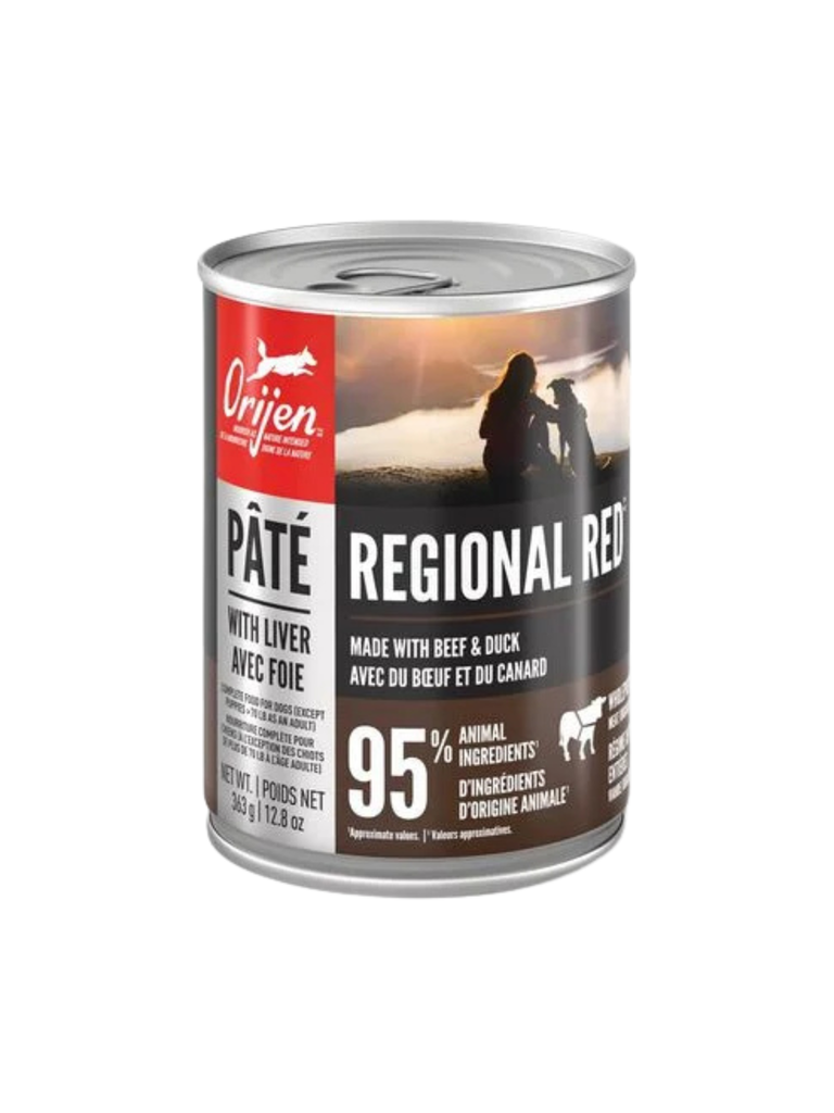 ORIJEN - Pâté regional red 363g. Bêtes Gourmandes, boutique spécialisée alimentation, éducation et sports pour chiens à Québec.