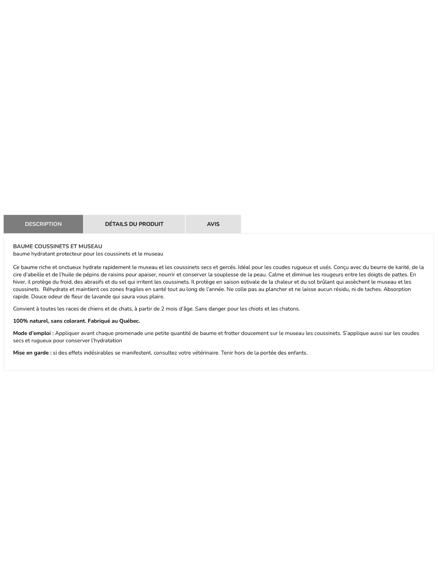 ZANIMO - Baume protecteur coussinets / museau. Bêtes Gourmandes, boutique spécialisée alimentation, éducation et sports pour chien à Québec.