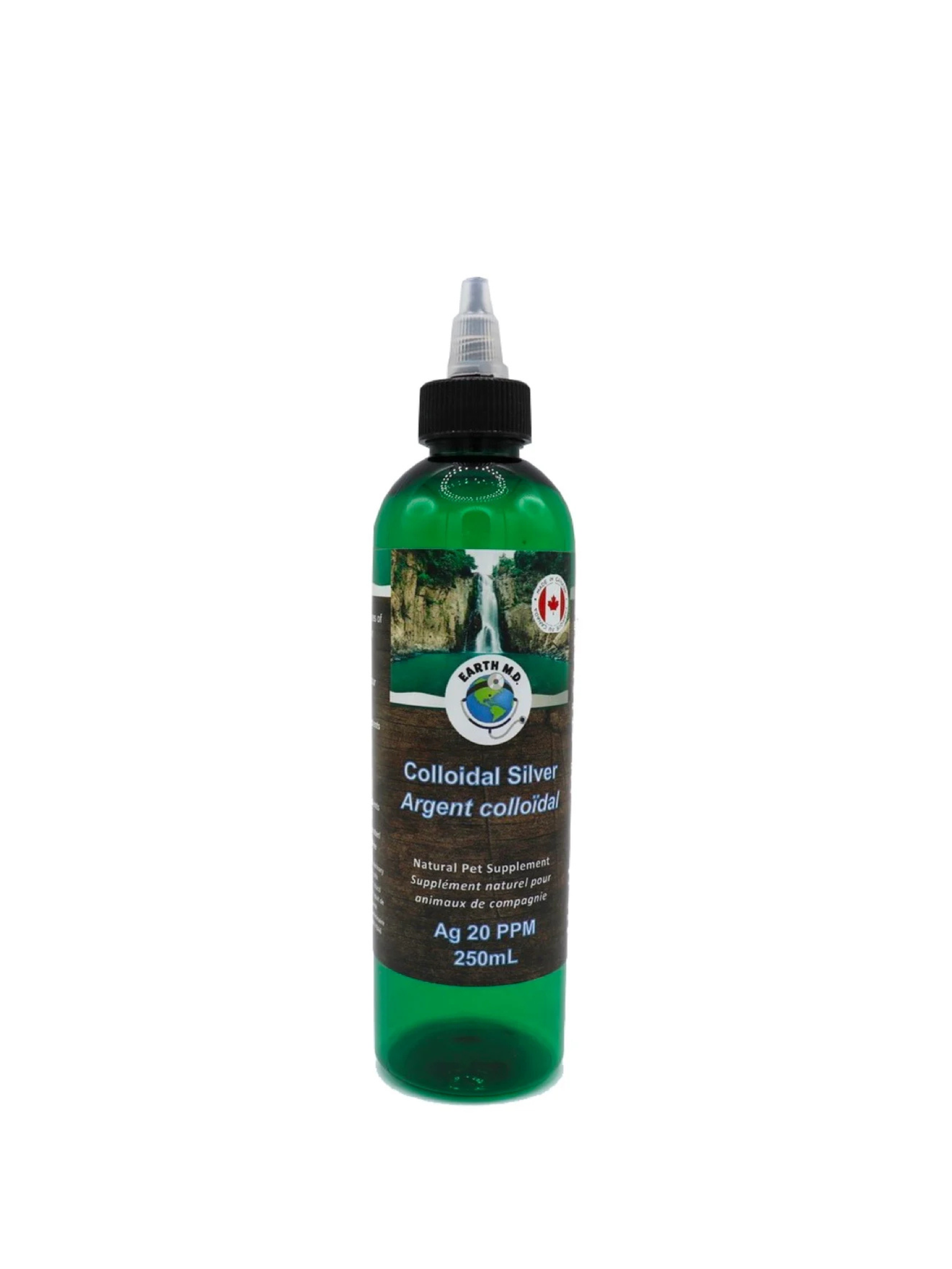 Earth Md - Argent Colloïdal 20Ppm / Compte-Gouttes 250ml. Bêtes Gourmandes, boutique spécialisée alimentation, éducation et sports pour chien à Québec.