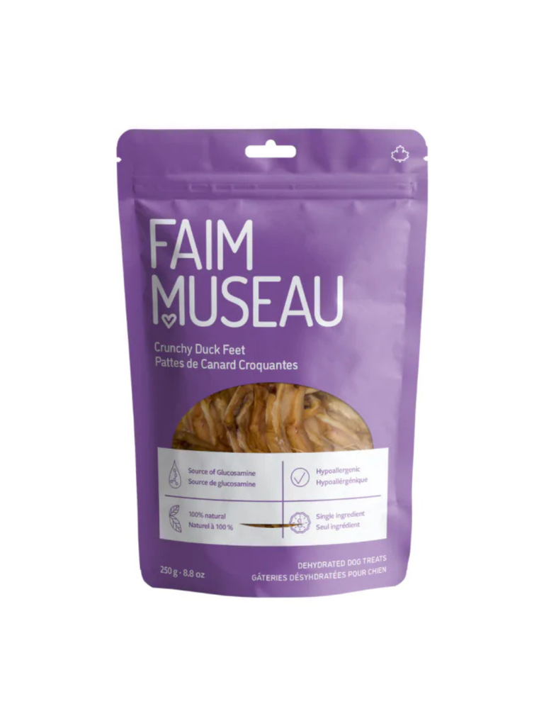 Faim Museau - Pattes De Canard 250G. Bêtes Gourmandes, spécialiste en nourriture et produits pour chien et chat en ligne et en magasin à Québec.