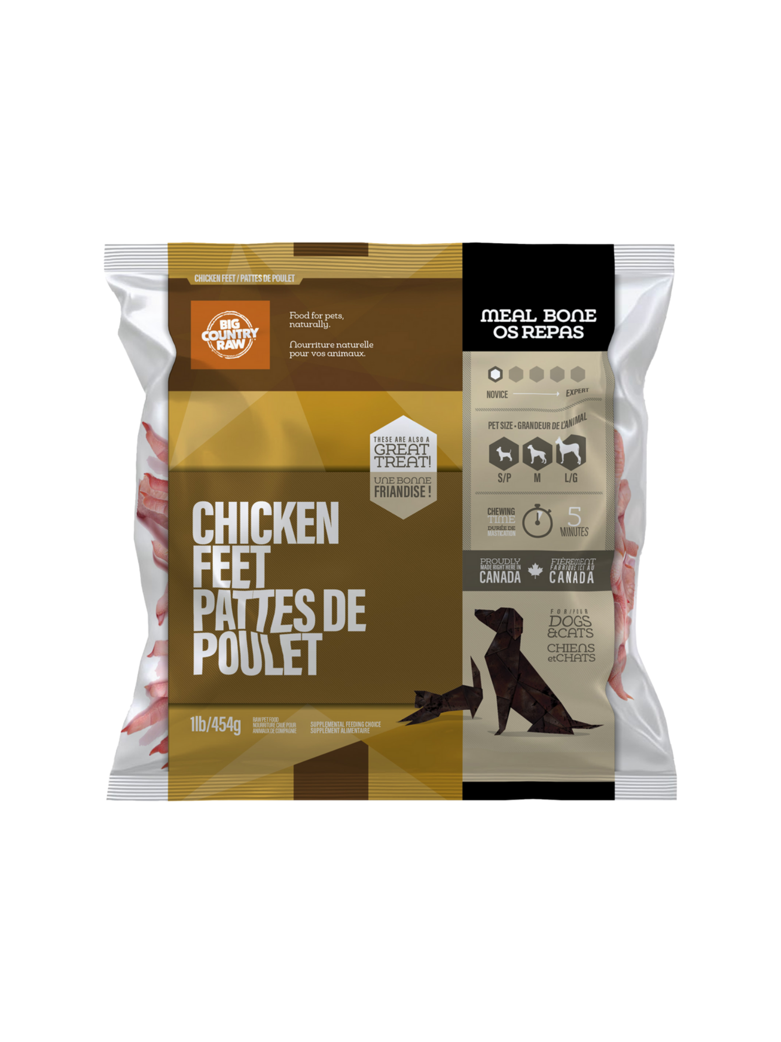 BIG COUNTRY RAW - Pattes de poule (1lbs). Bêtes Gourmandes, boutique spécialisée alimentation, éducation et sports pour chiens à Québec.