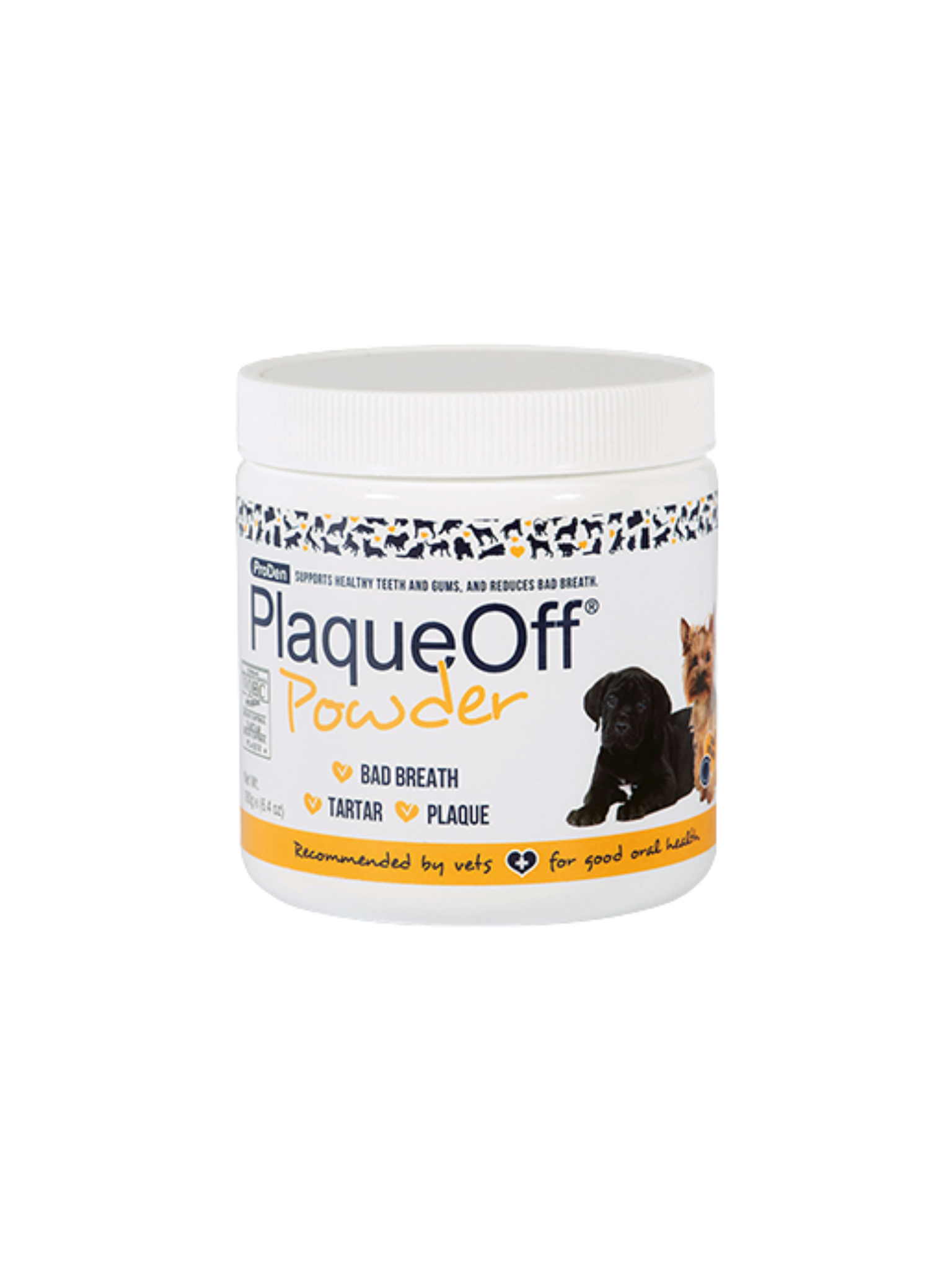 La poudre ProDen PlaqueOff® soutient les dents, les gencives et l'odeur d'haleine normales et saines. Il suffit de l'ajouter à des aliments humides ou secs une fois par jour. Bêtes Gourmandes spécialiste en produit et nutrition pour chien et chat à Québec.