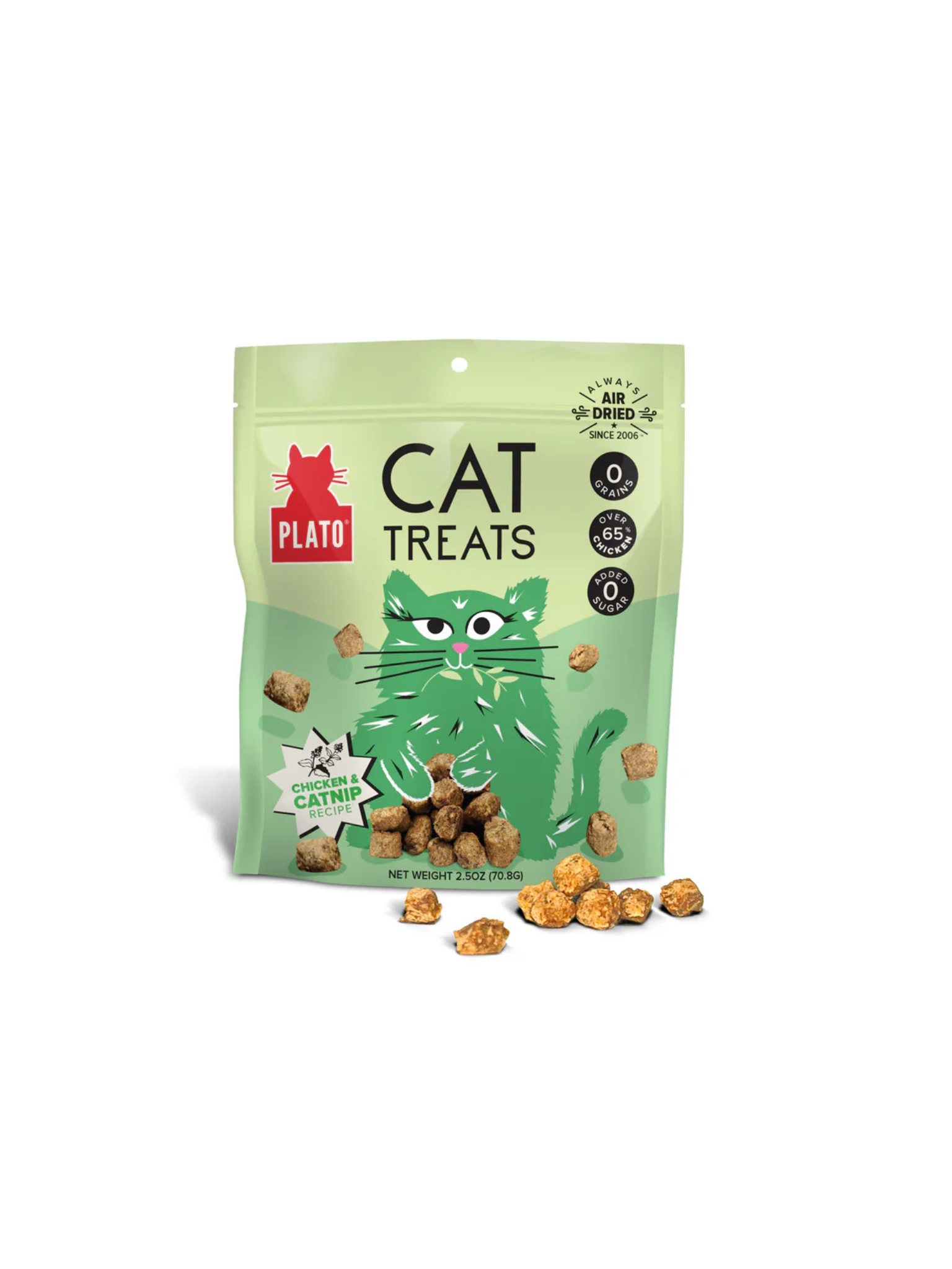 PLATO - Gâterie poulet & herbe à chat 2.5oz. Bêtes Gourmandes, boutique spécialisée alimentation, éducation et sports pour chiens à Québec.