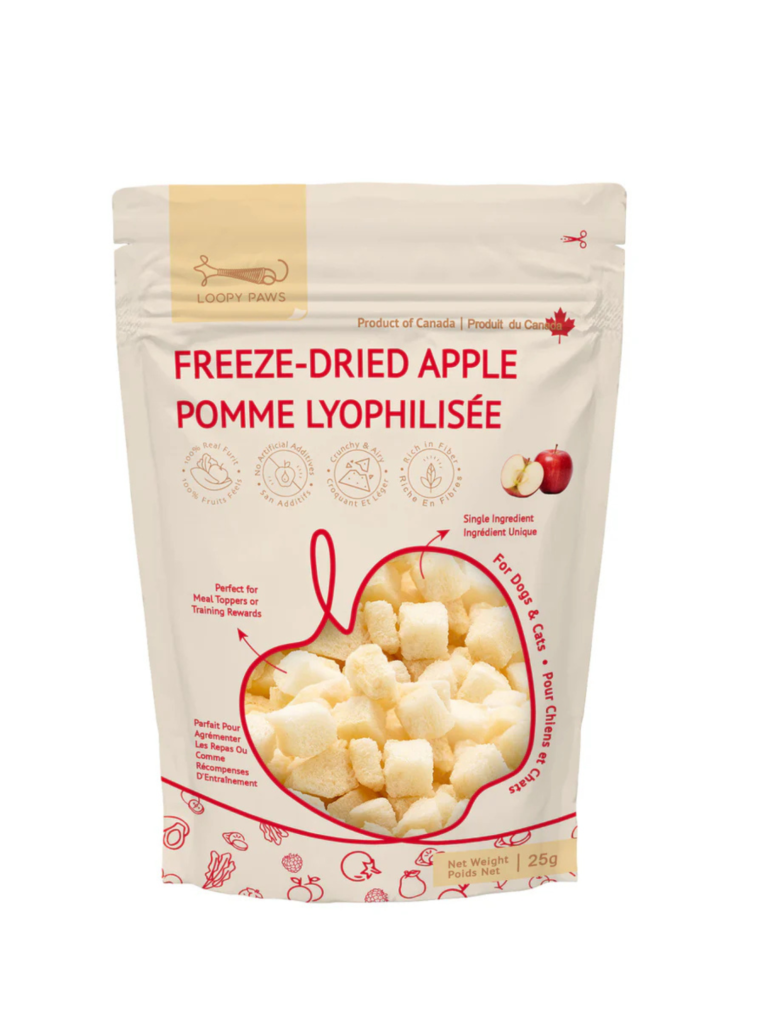 LOOPY PAWS - Morceaux de pommes lyophilisés 25g
