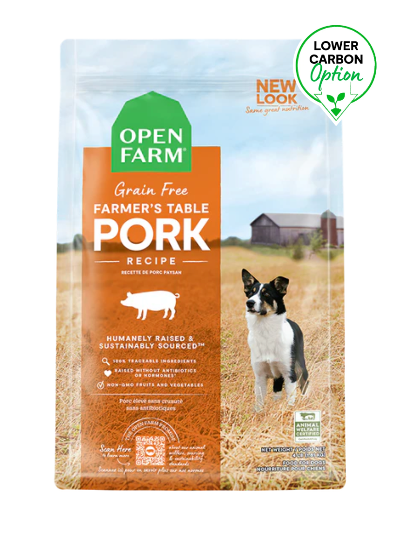 Openfarm - Recette au porc sans grains pour chien. Bêtes Gourmandes, spécialiste en nourriture et produits pour chien et chat en ligne et en magasin à Québec.