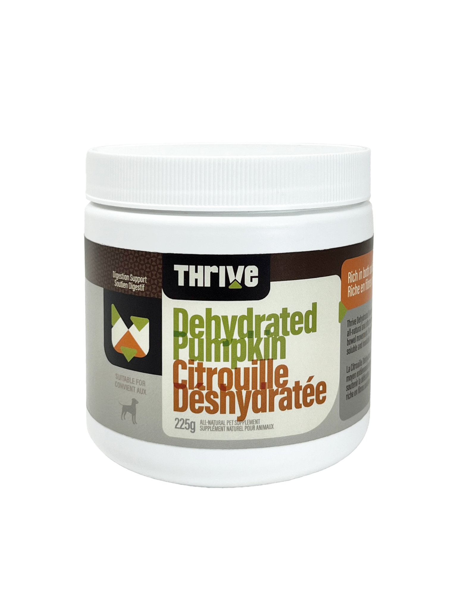 THRIVE - Poudre de citrouille 225g. Bêtes Gourmandes, boutique spécialisée chien et chat à Québec.