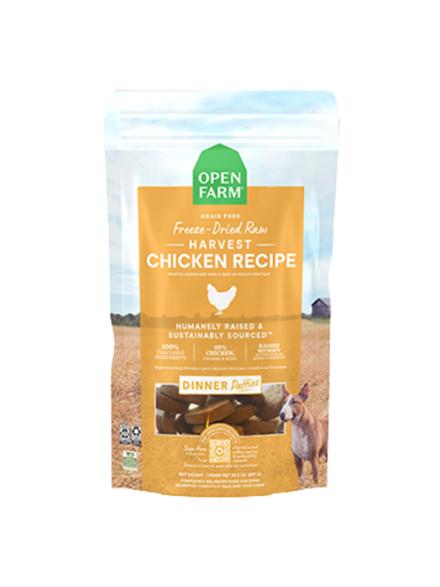 OPEN FARM - Galette lyophilisées poulet 13.5 oz. Bêtes Gourmandes spécialiste en nutrition pour chien et chat et comportement canin à Québec.