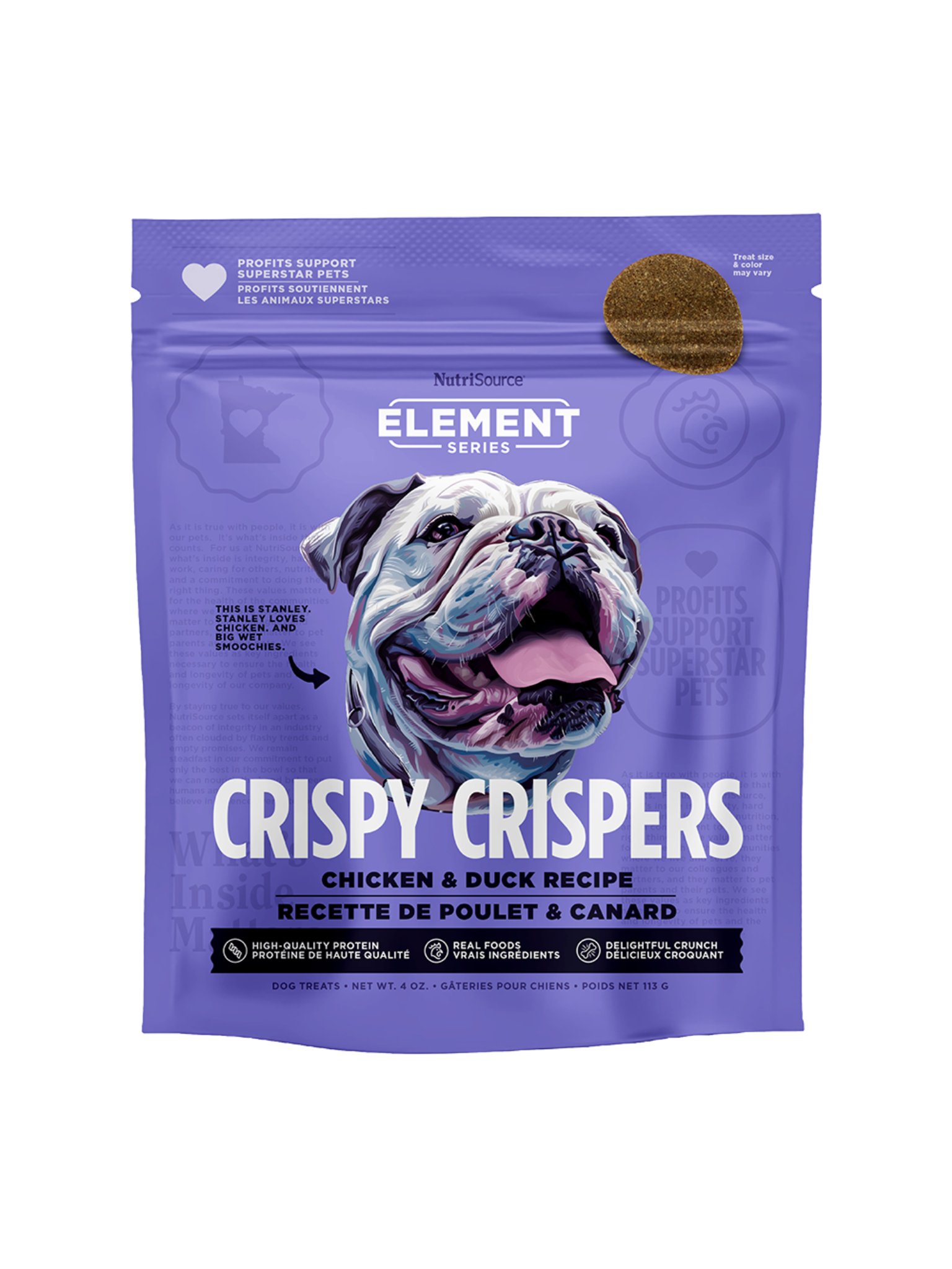 NUTRISOURCE - Crispy Crispers poulet & canard. Bêtes Gourmandes, boutique spécialisée alimentation, éducation et sports pour chiens à Québec.