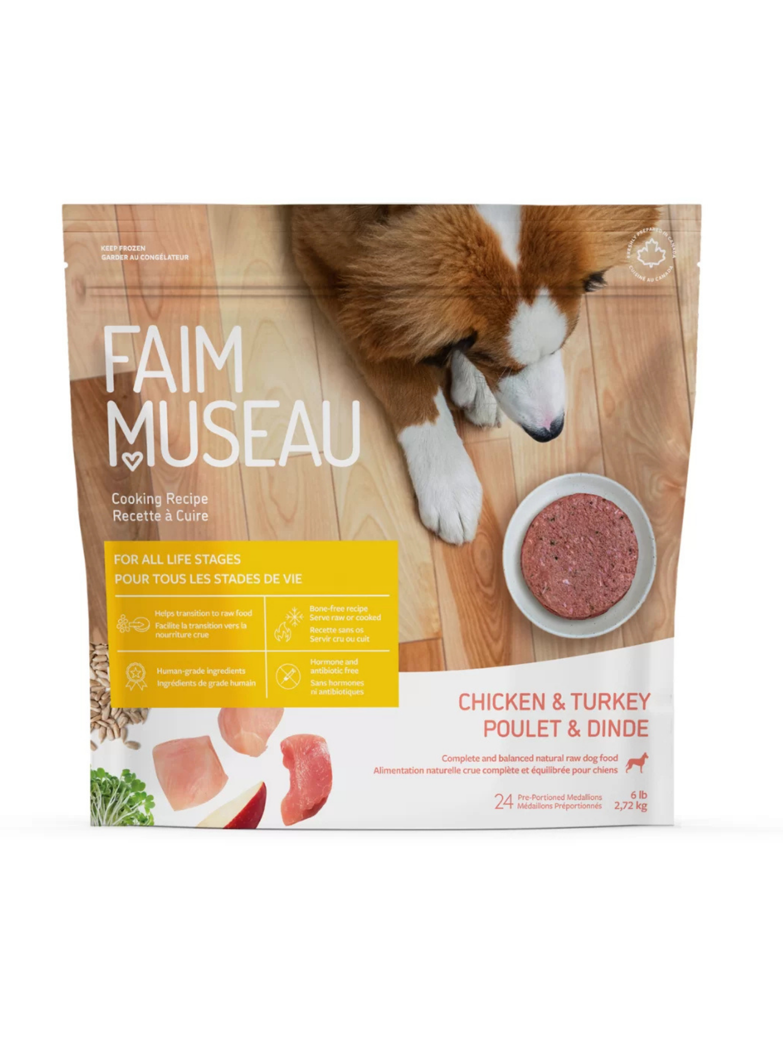 FAIM MUSEAU - Poulet & dinde chien (recette à cuire)