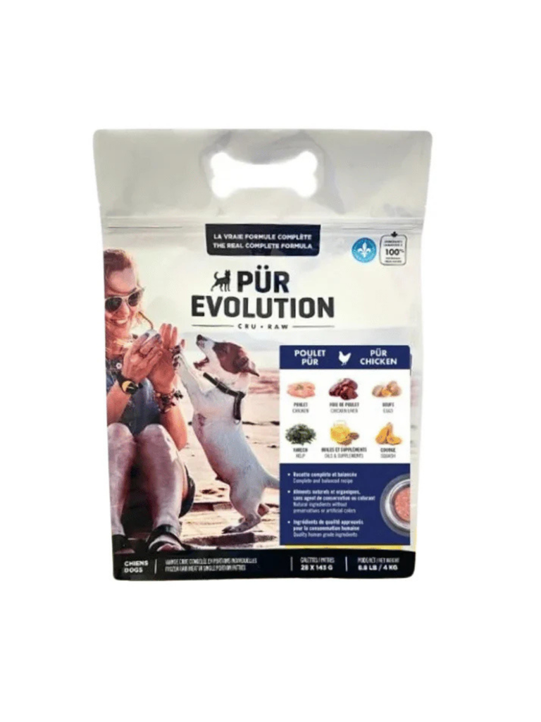 PÜR ÉVOLUTION - Recette ingrédient limité au poulet ADULTE. Bêtes Gourmandes, boutique spécialisée alimentation, éducation et sports pour chiens à Québec.
