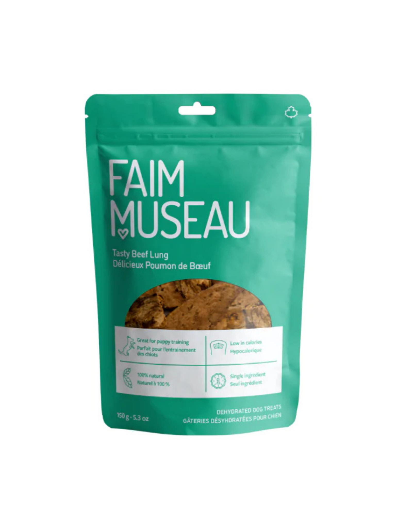 Faim Museau - Poumon De Boeuf Déshydratée 150G. Bêtes Gourmandes, spécialiste en nourriture et produits pour chien et chat en ligne et en magasin à Québec.