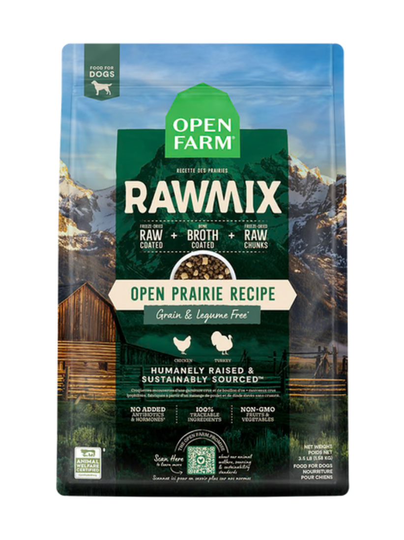 OPEN FARM - Recette rawmix prairies sans grains. Bêtes Gourmandes spécialiste en nutrition pour chien et chat et comportement canin à Québec.
