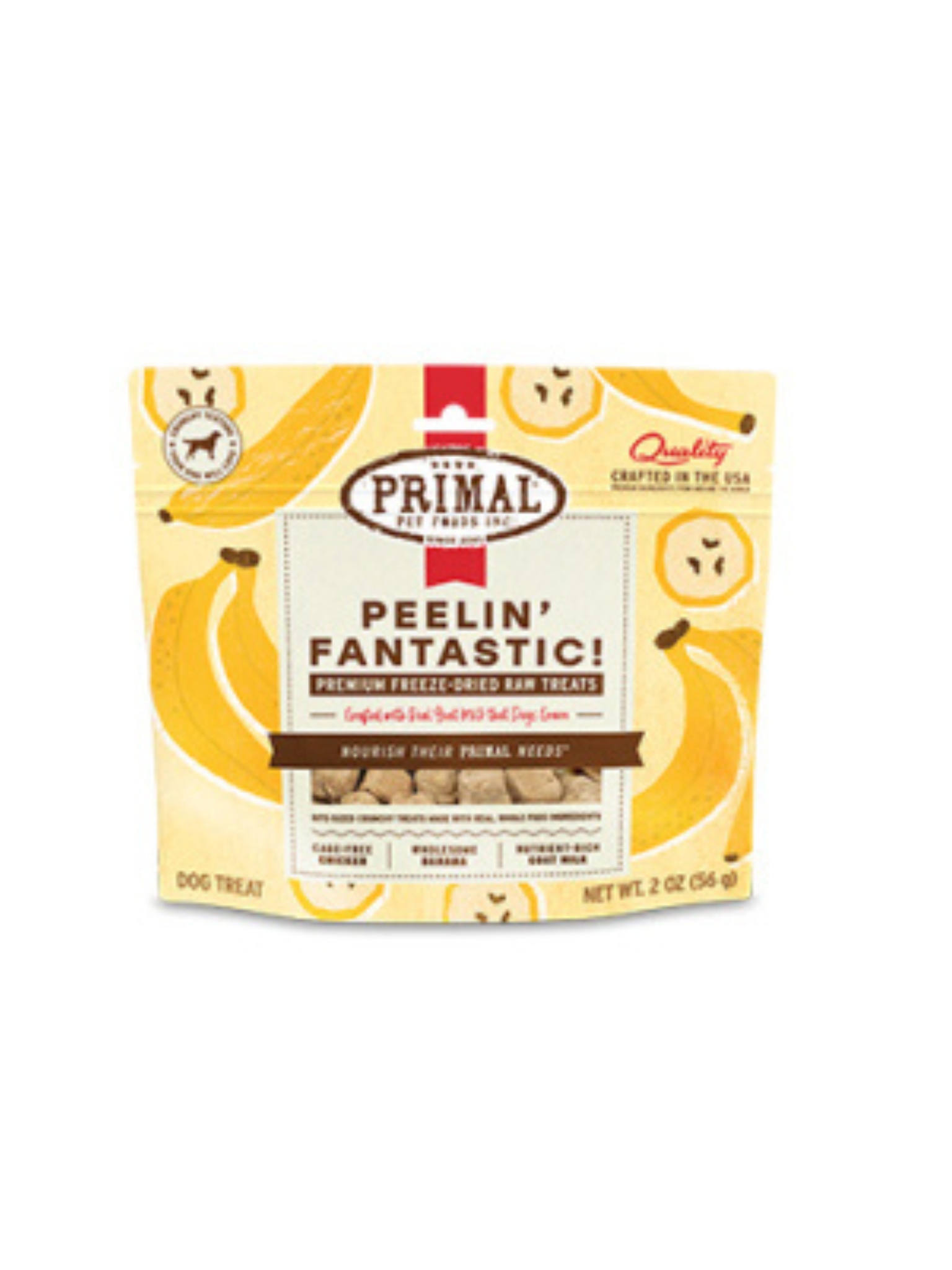 PRIMAL - Gâteries lyophilisées poulet, banane & lait de chèvre 2oz. Bêtes Gourmandes, boutique spécialisée alimentation, éducation et sports pour chiens à Québec.