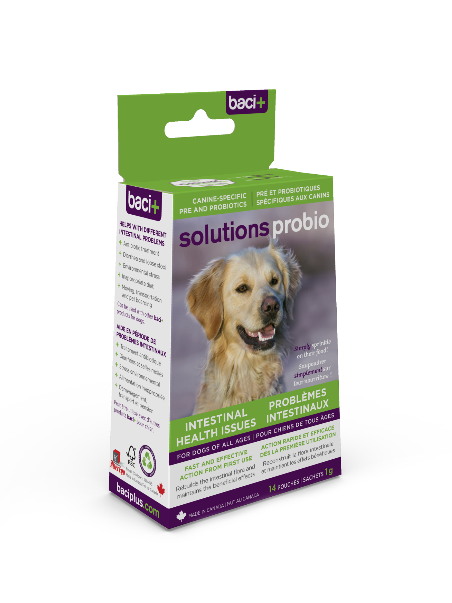 Baci+ - Probio Problème Intestinaux Chien 14G. Bêtes Gourmandes, spécialiste en nourriture et produits pour chien et chat en ligne et en magasin à Québec.