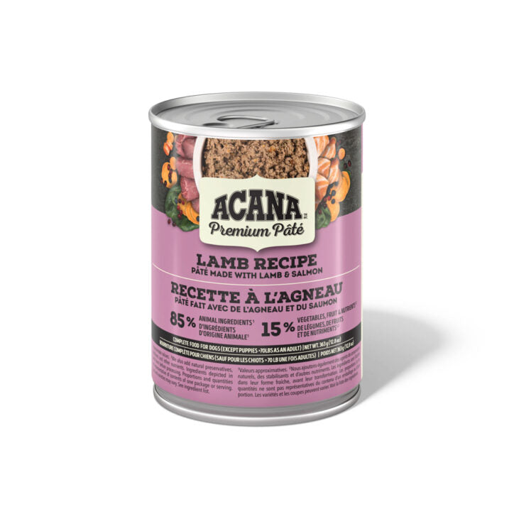 ACANA - Pâté premium agneau 363g. Bêtes Gourmandes, boutique spécialisée alimentation, éducation et sports pour chiens à Québec.