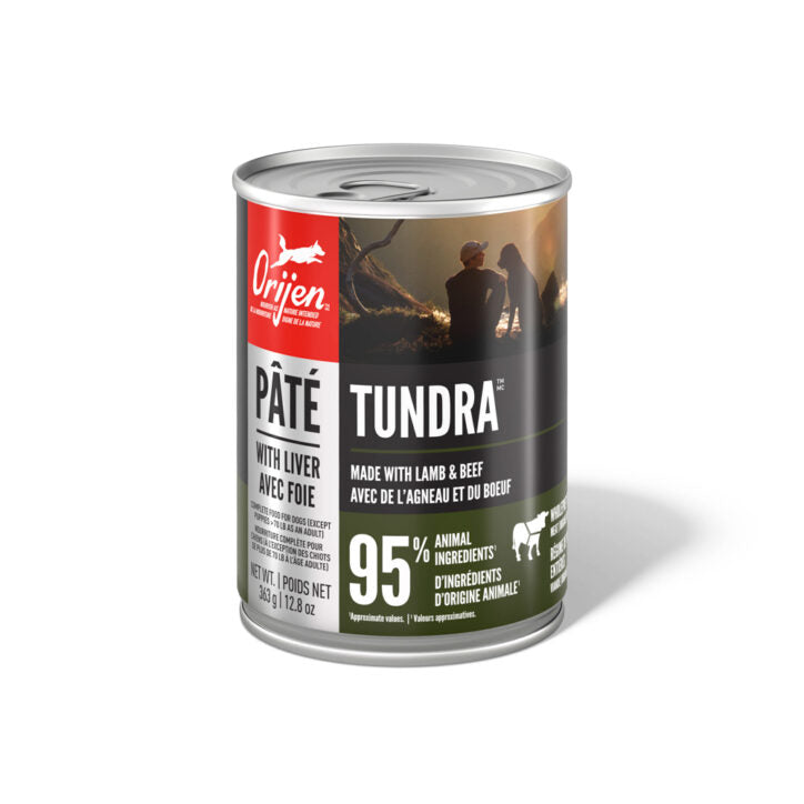 ORIJEN - Pâté tundra 363g. Bêtes Gourmandes, boutique spécialisée alimentation, éducation et sports pour chiens à Québec.
