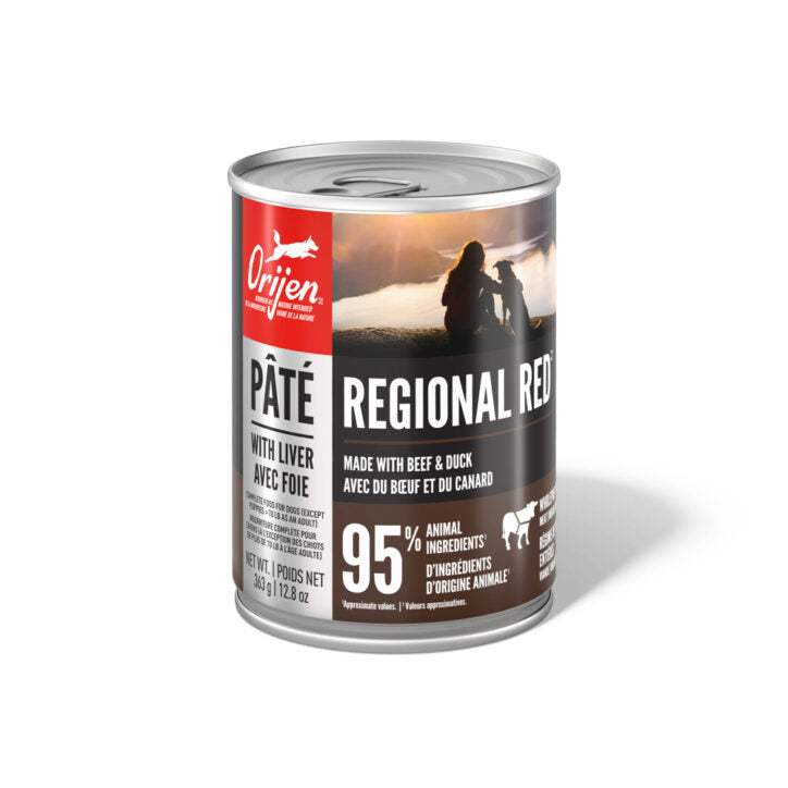 ORIJEN - Pâté regional red 363g. Bêtes Gourmandes, boutique spécialisée alimentation, éducation et sports pour chiens à Québec.