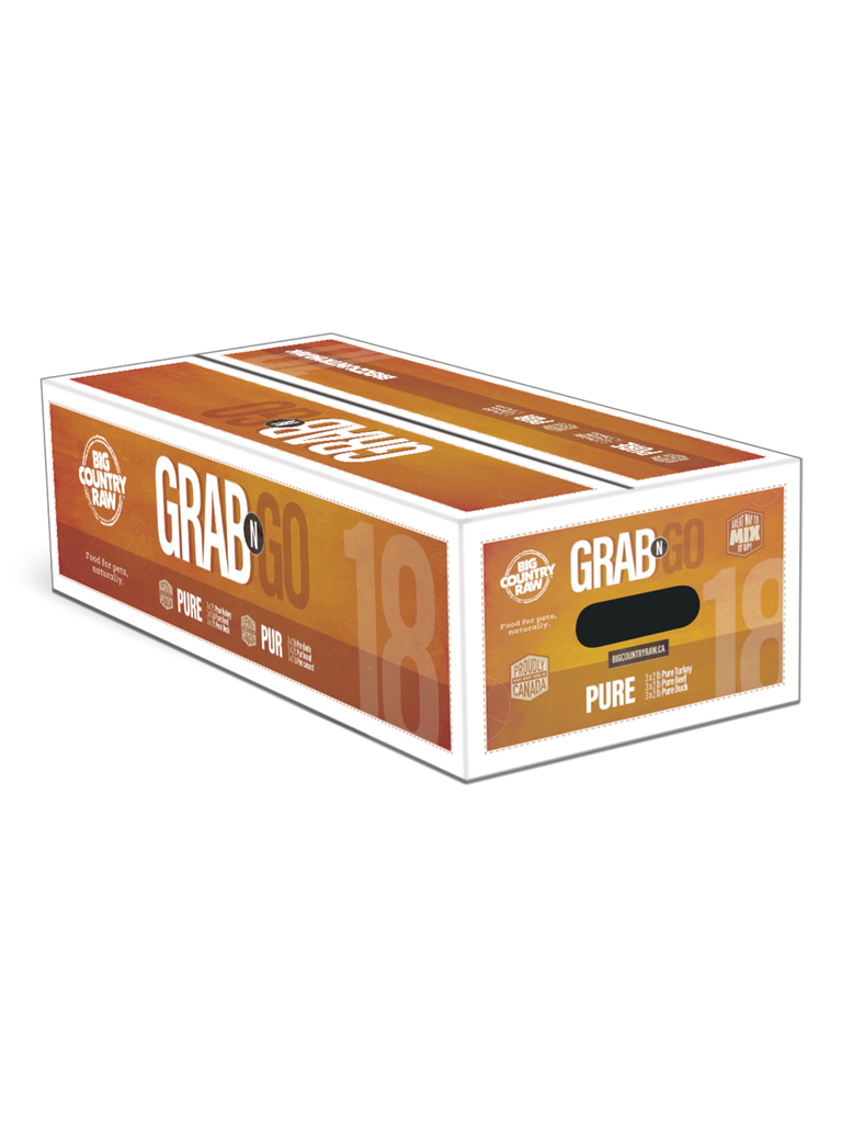 BIG COUNTRY RAW - Grab n Go pure 18lbs. Bêtes Gourmandes, boutique spécialisée alimentation, éducation et sports pour chien à Québec.