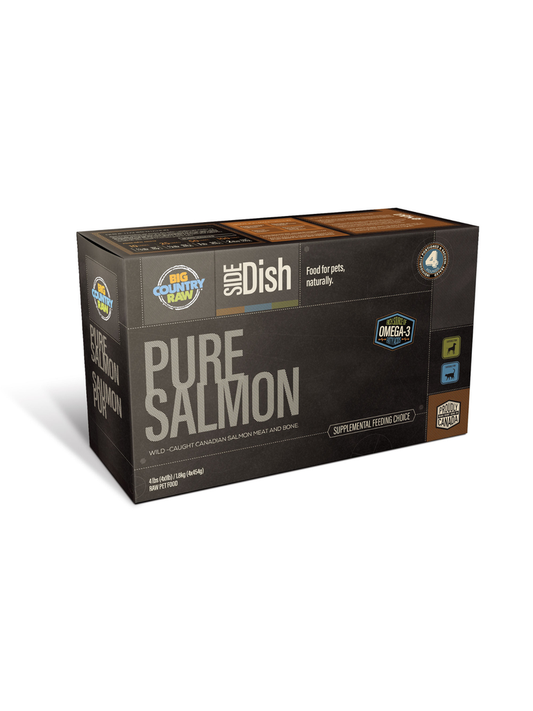 BIG COUNTRY RAW - Pure saumon 4lbs. Bêtes Gourmandes, boutique spécialisée alimentation, éducation et sports pour chiens à Québec.